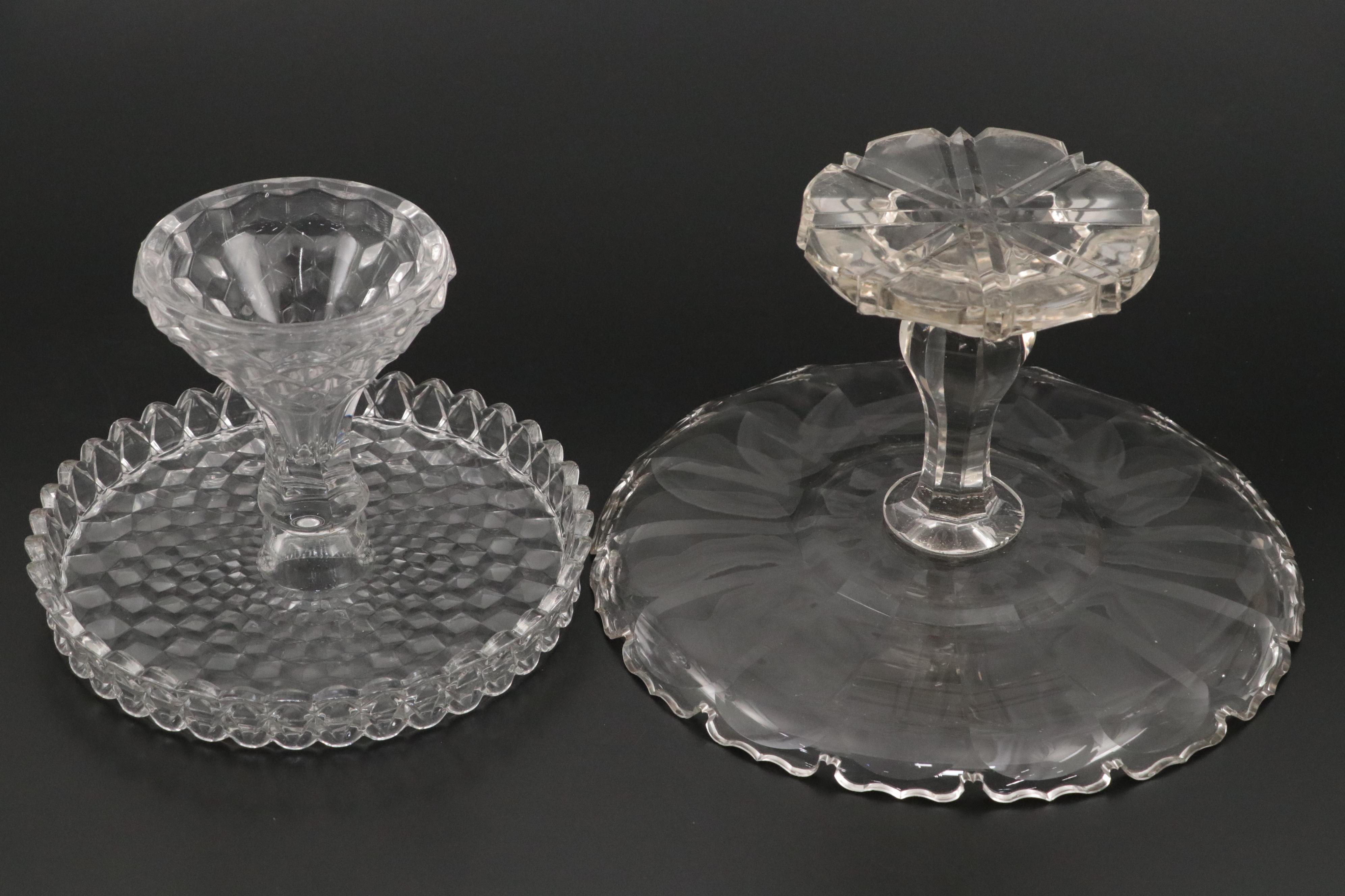 Fostoria "American" Old Round Cake Stand and Other Glass Cake Stand