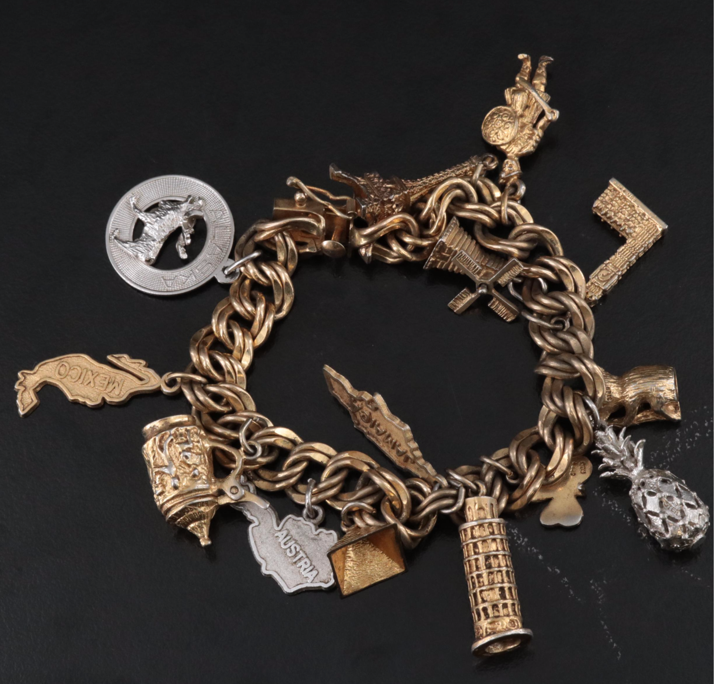 14K and Sterling Featured in Charm Bracelets