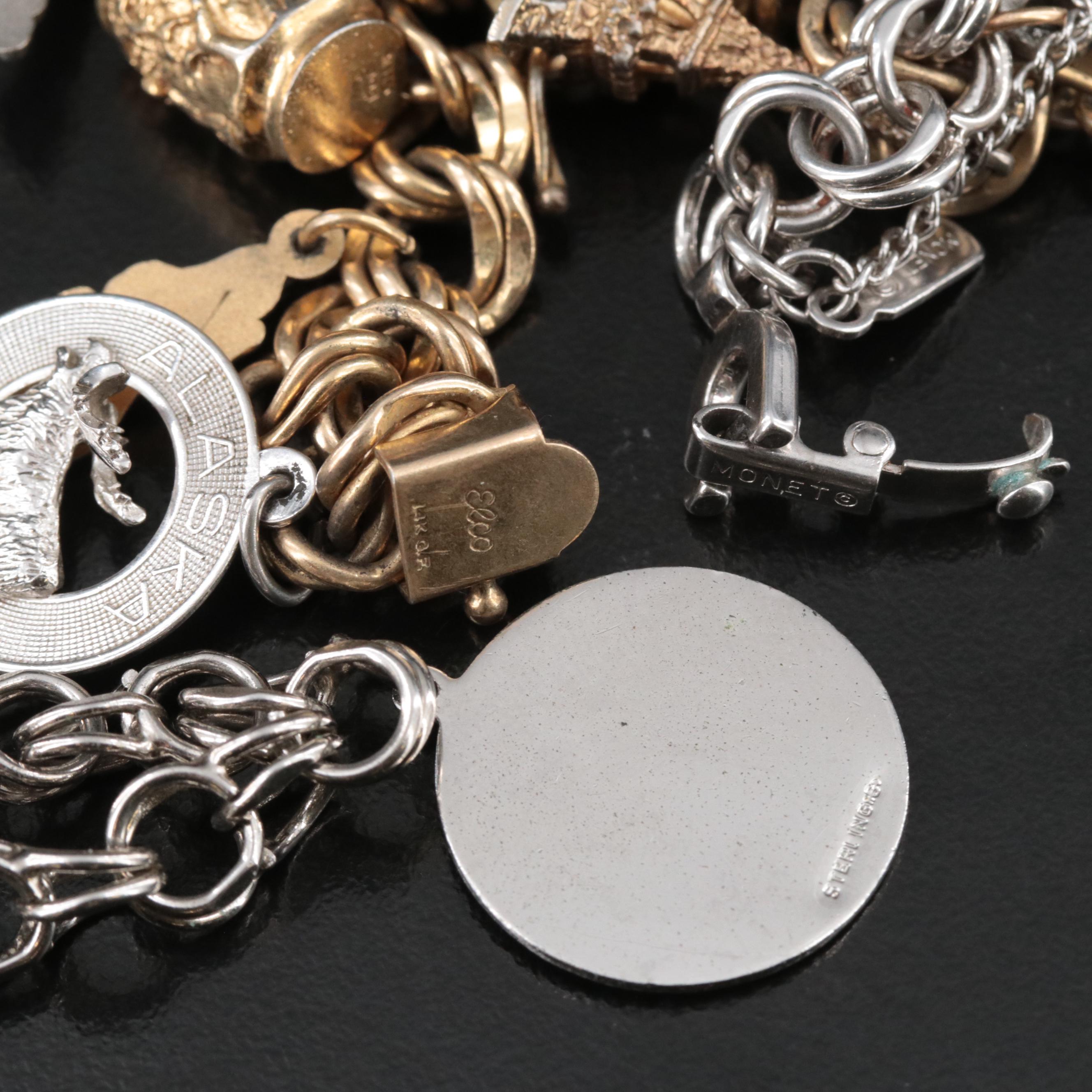 14K and Sterling Featured in Charm Bracelets