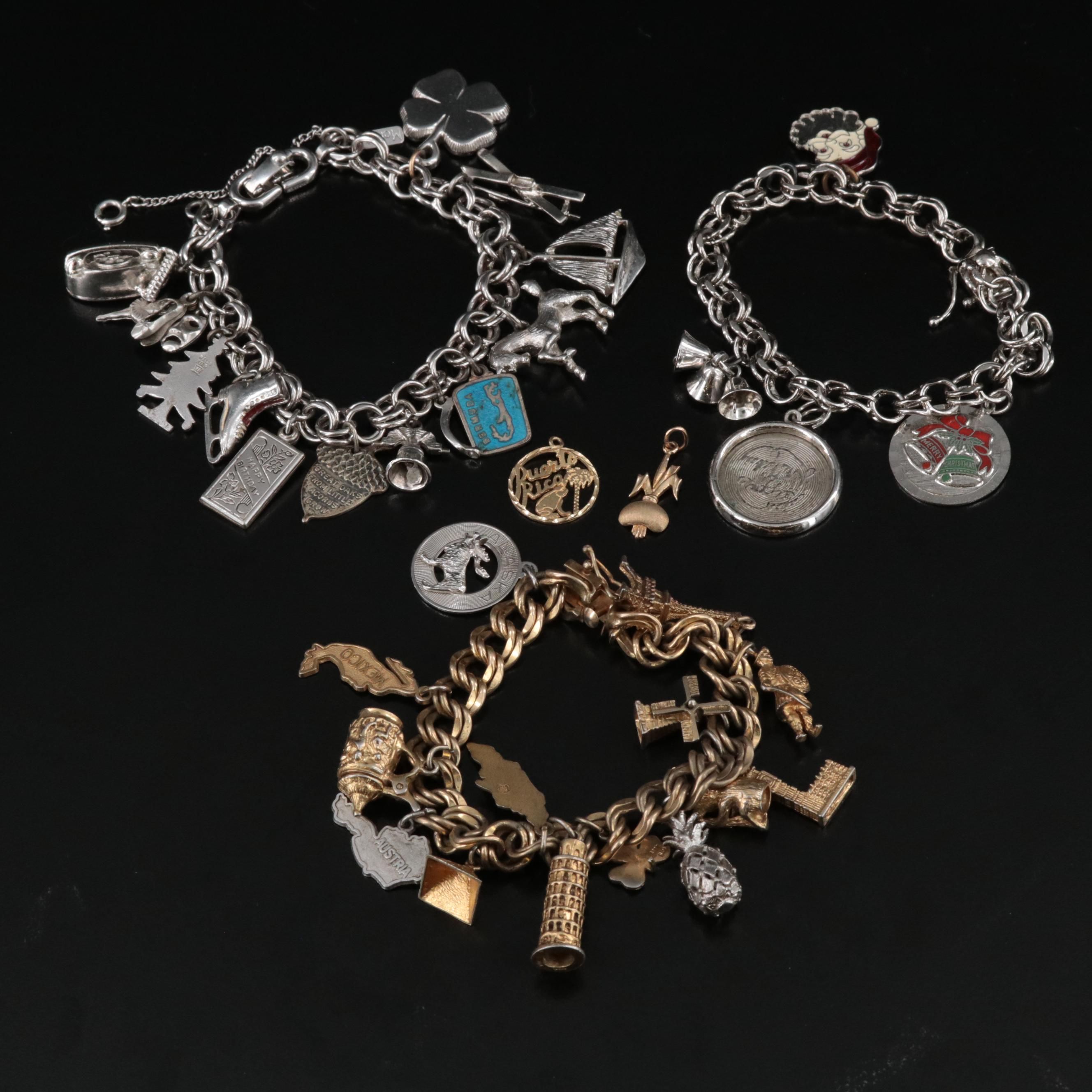 14K and Sterling Featured in Charm Bracelets