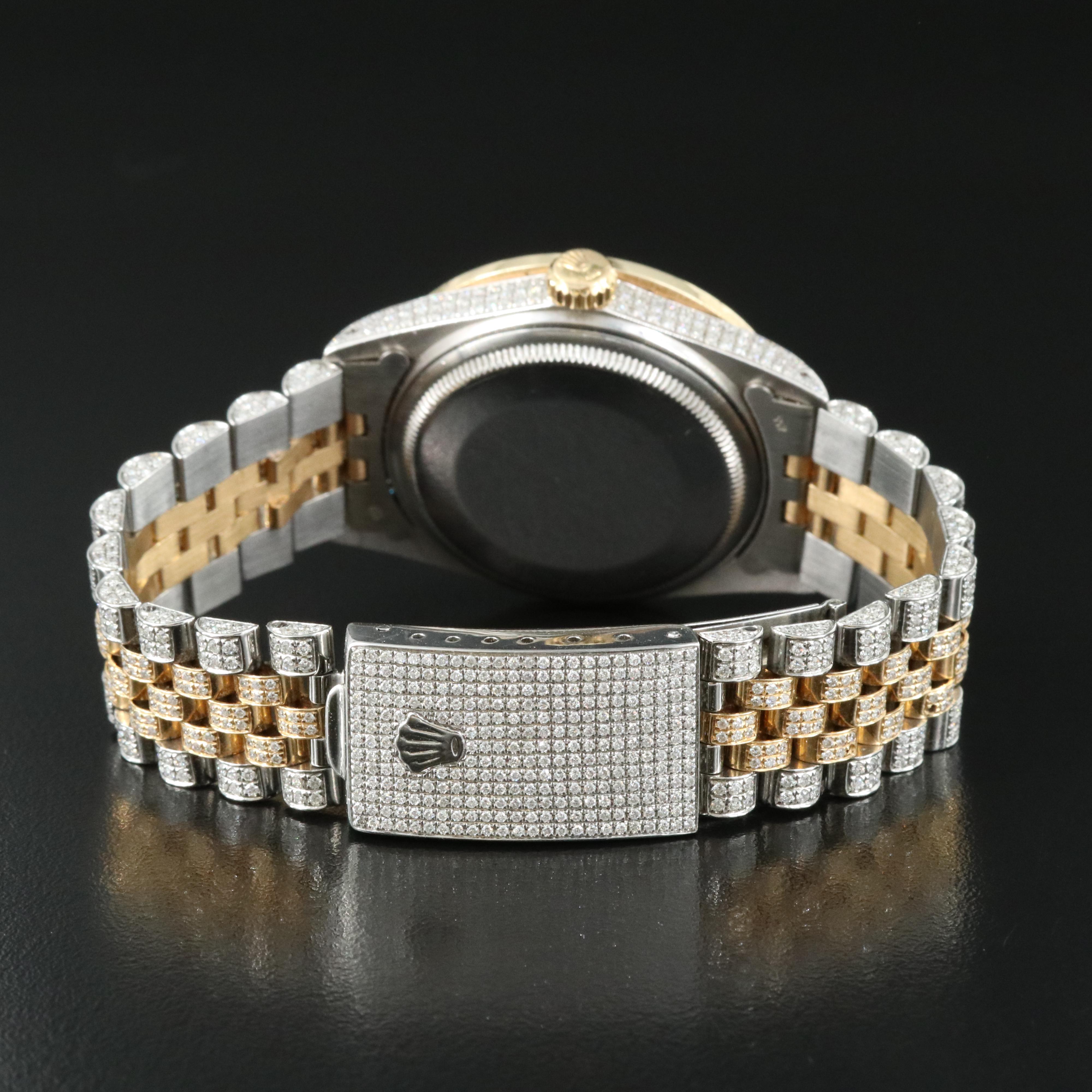 1980s Custom 7.44 CTW Diamond Rolex Datejust Watch