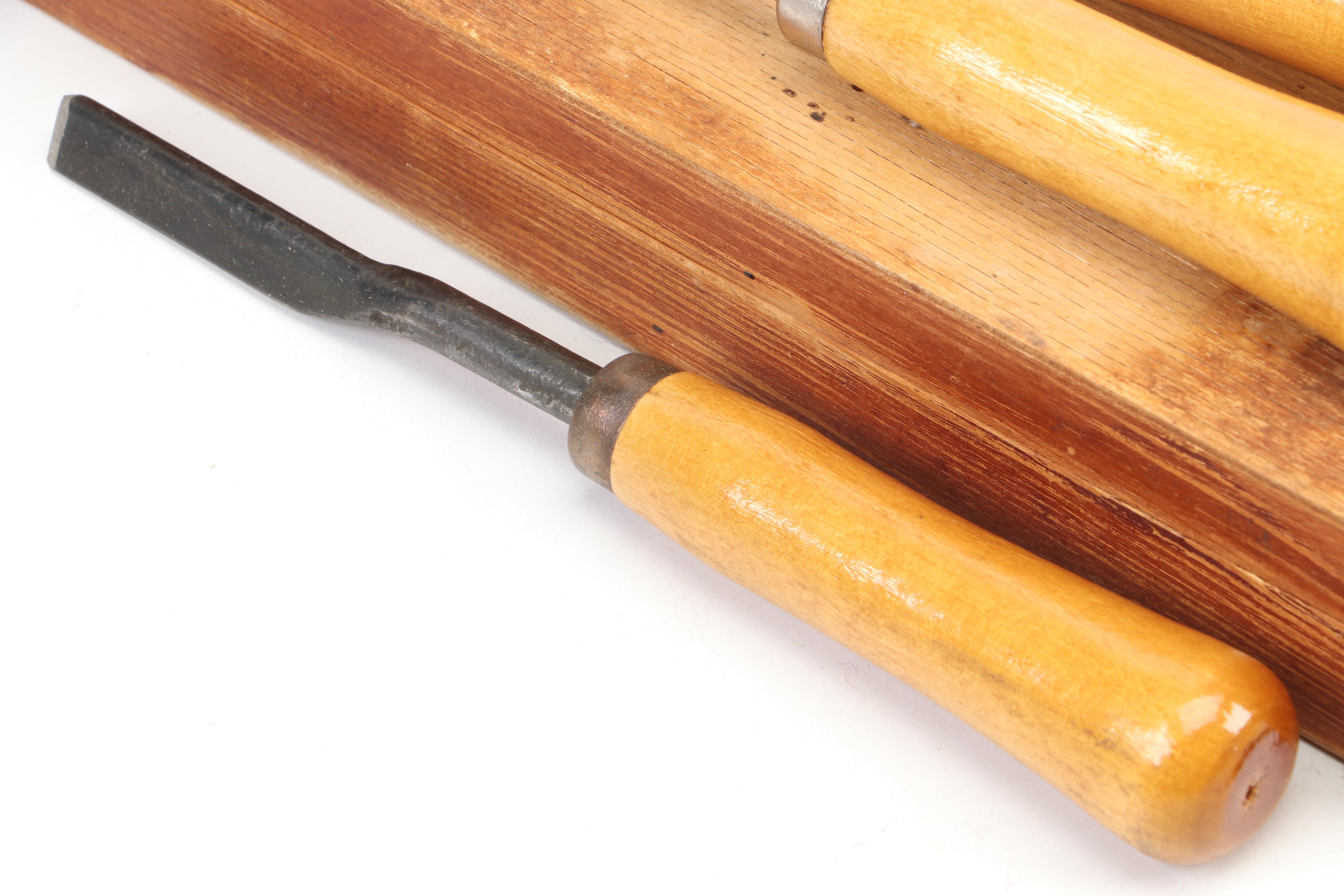 Lacquered Wood Handle Wood Turning Tools with Wood Storage Case