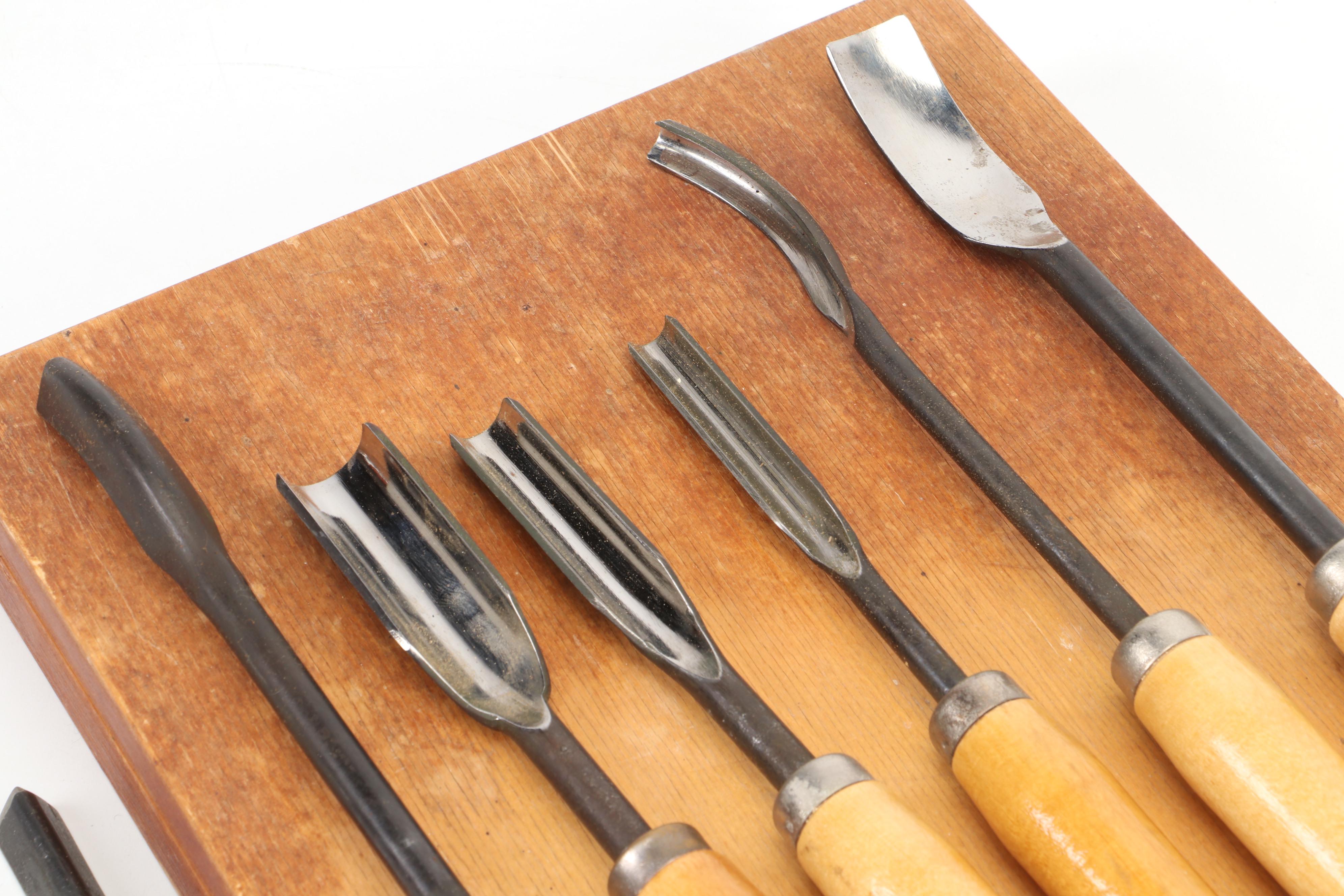 Lacquered Wood Handle Wood Turning Tools with Wood Storage Case