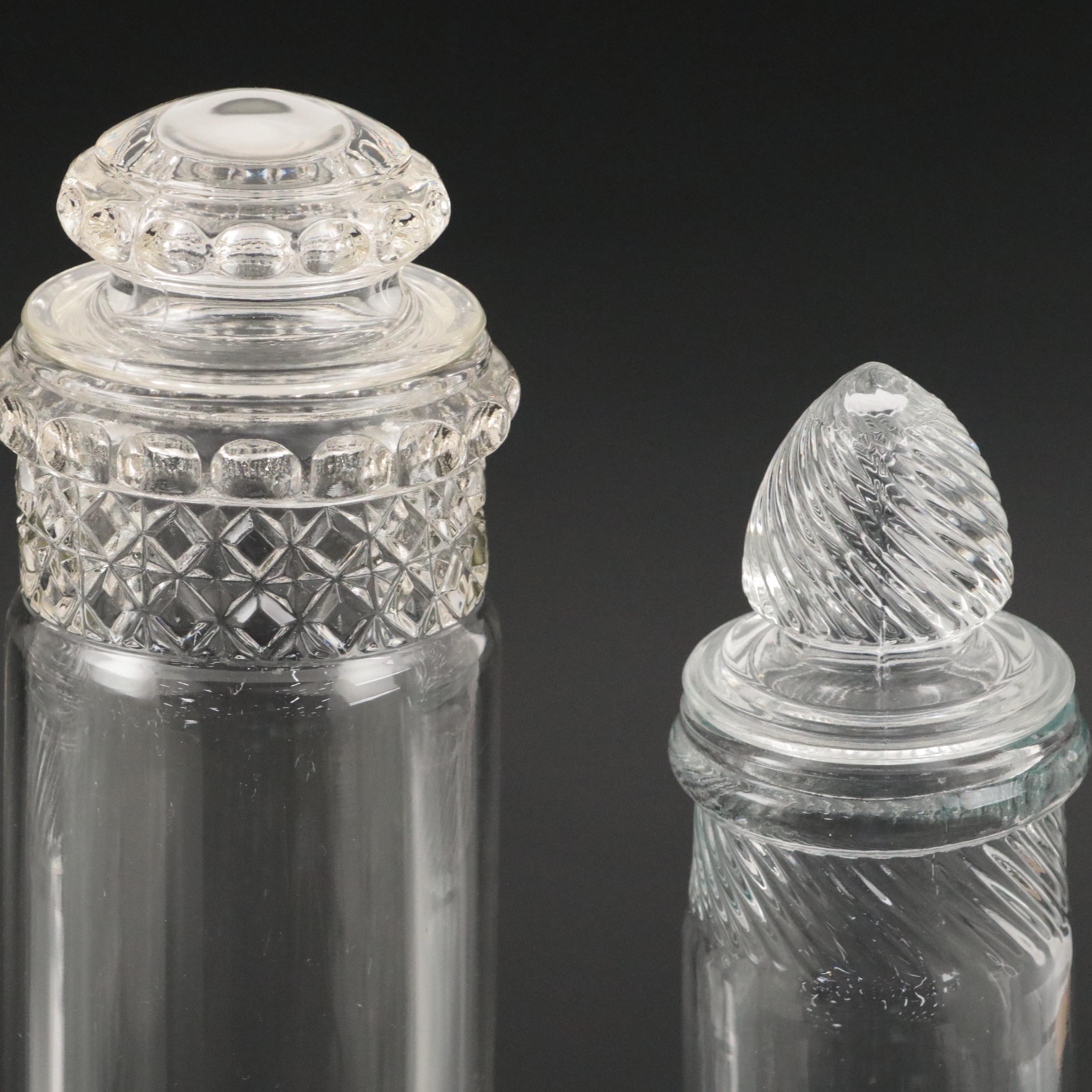 Clear Glass Footed Apothecary Jars, 20th Century