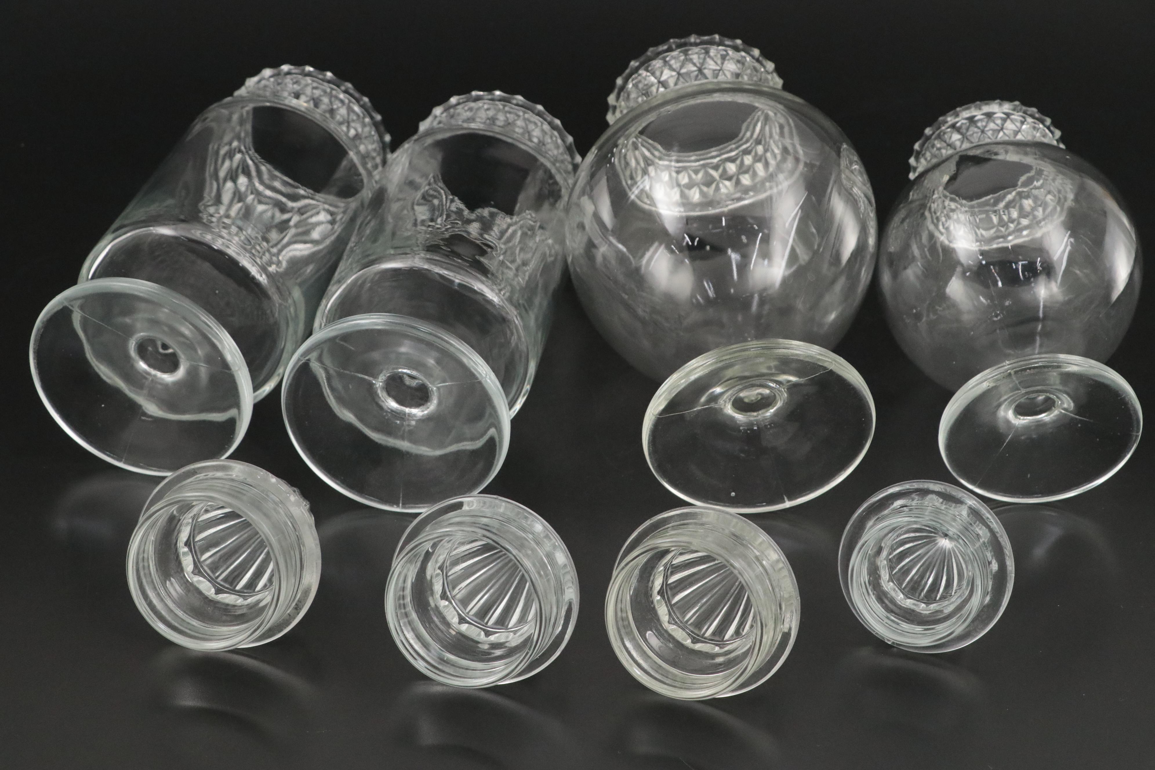 Clear Glass Footed Apothecary Jars, 20th Century