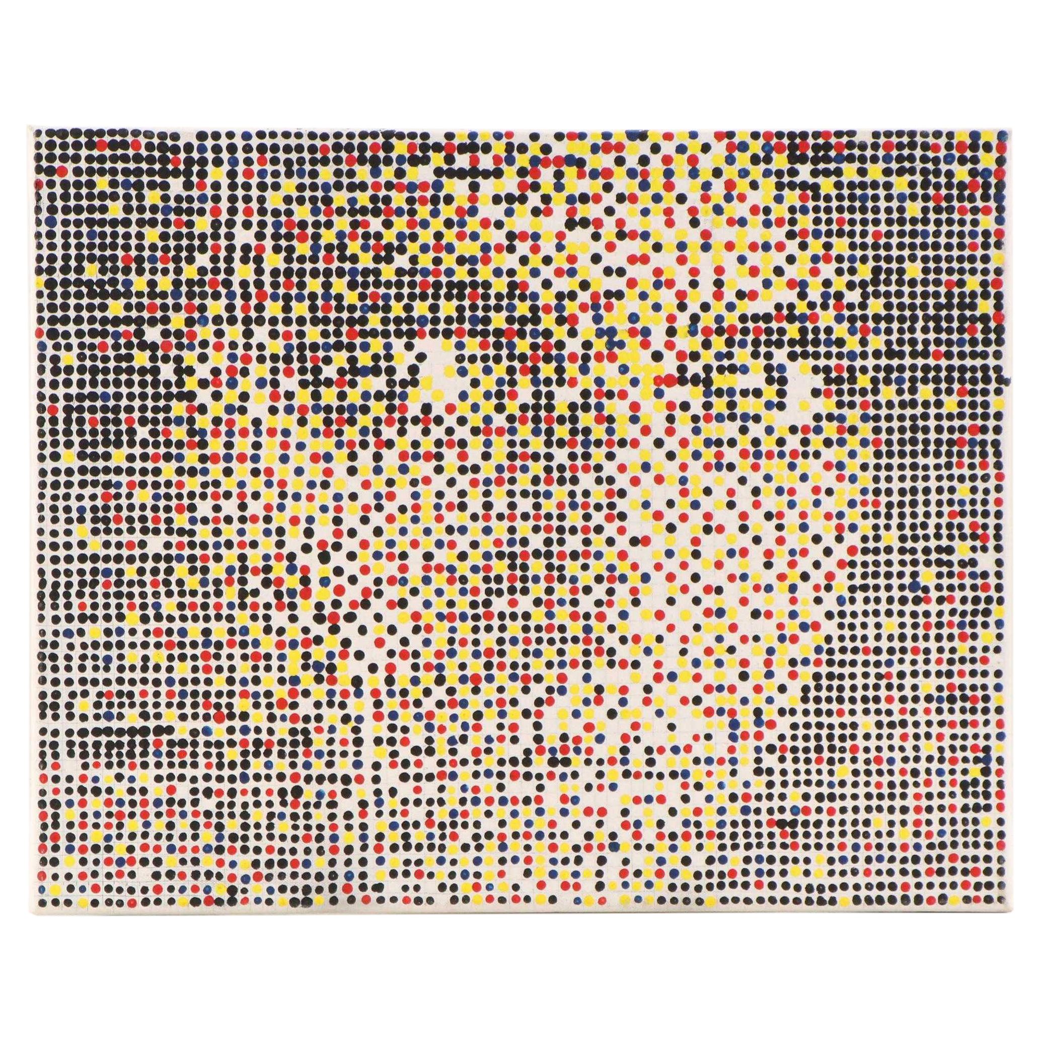 Op Art Acrylic Painting of The Afghan Girl, Late 20th Century