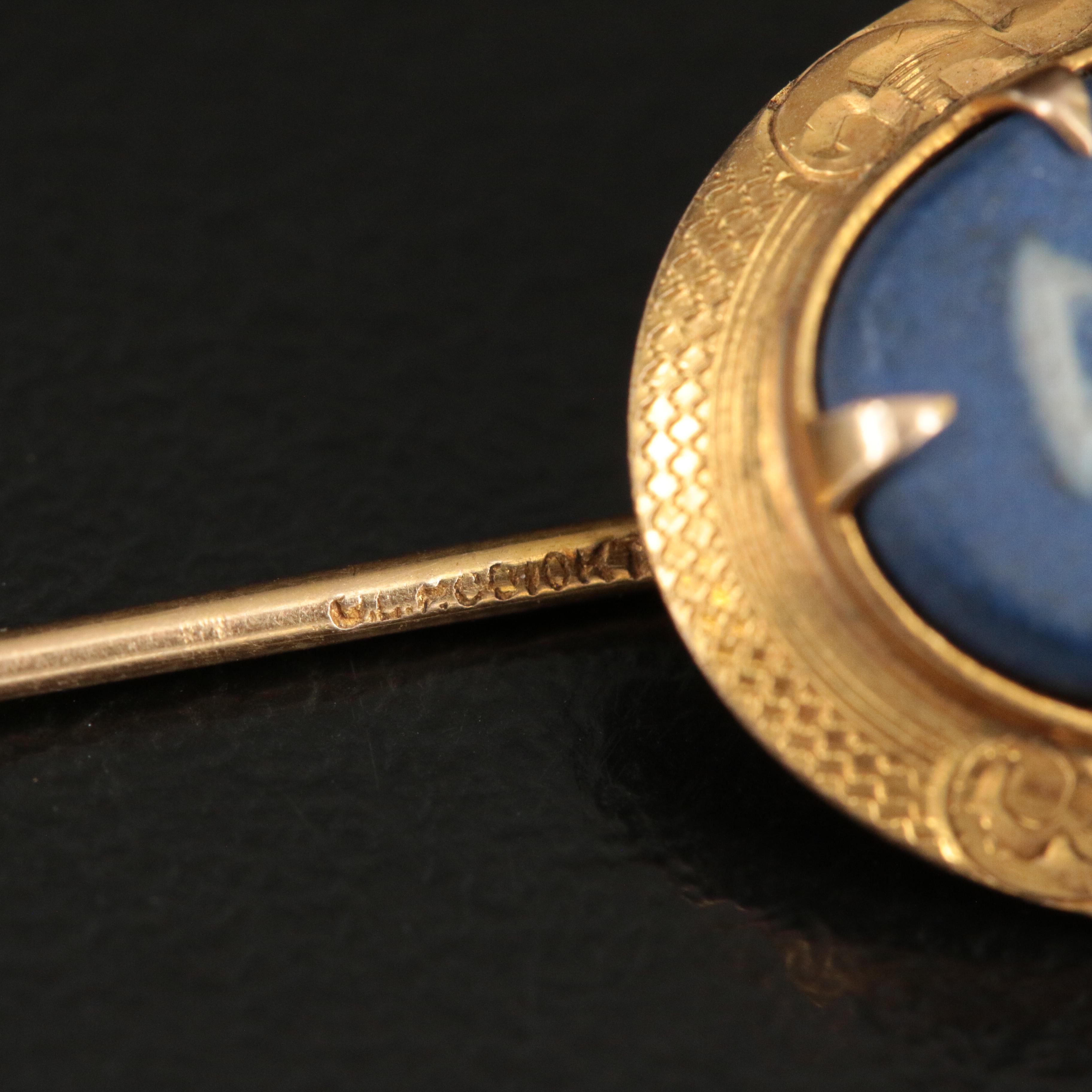 Wedgwood 10K Jasperware Stick Pin and 14K and 10K Bracelet Including Diamond