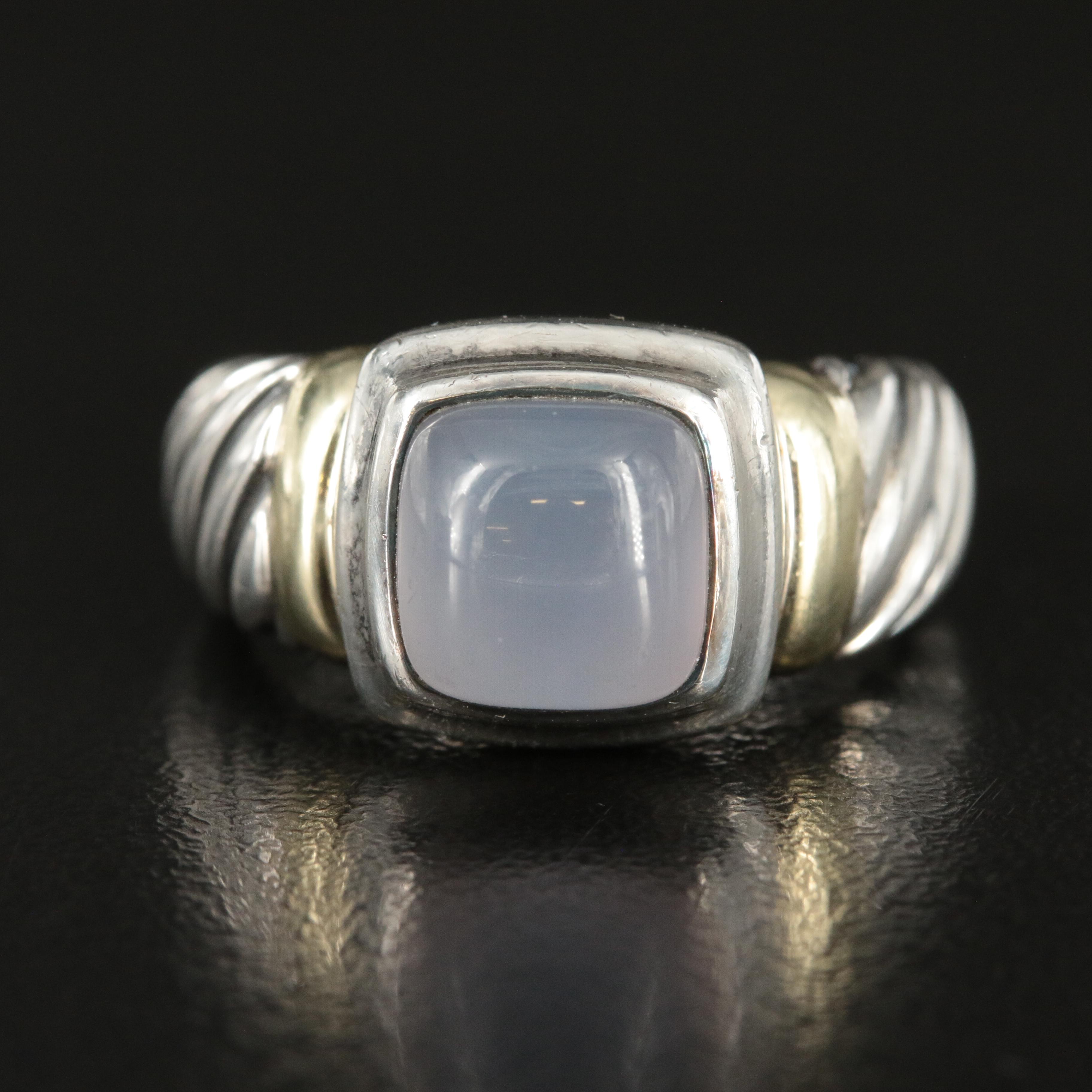 David Yurman Noblesse Sterling, 18K and Chalcedony Ring