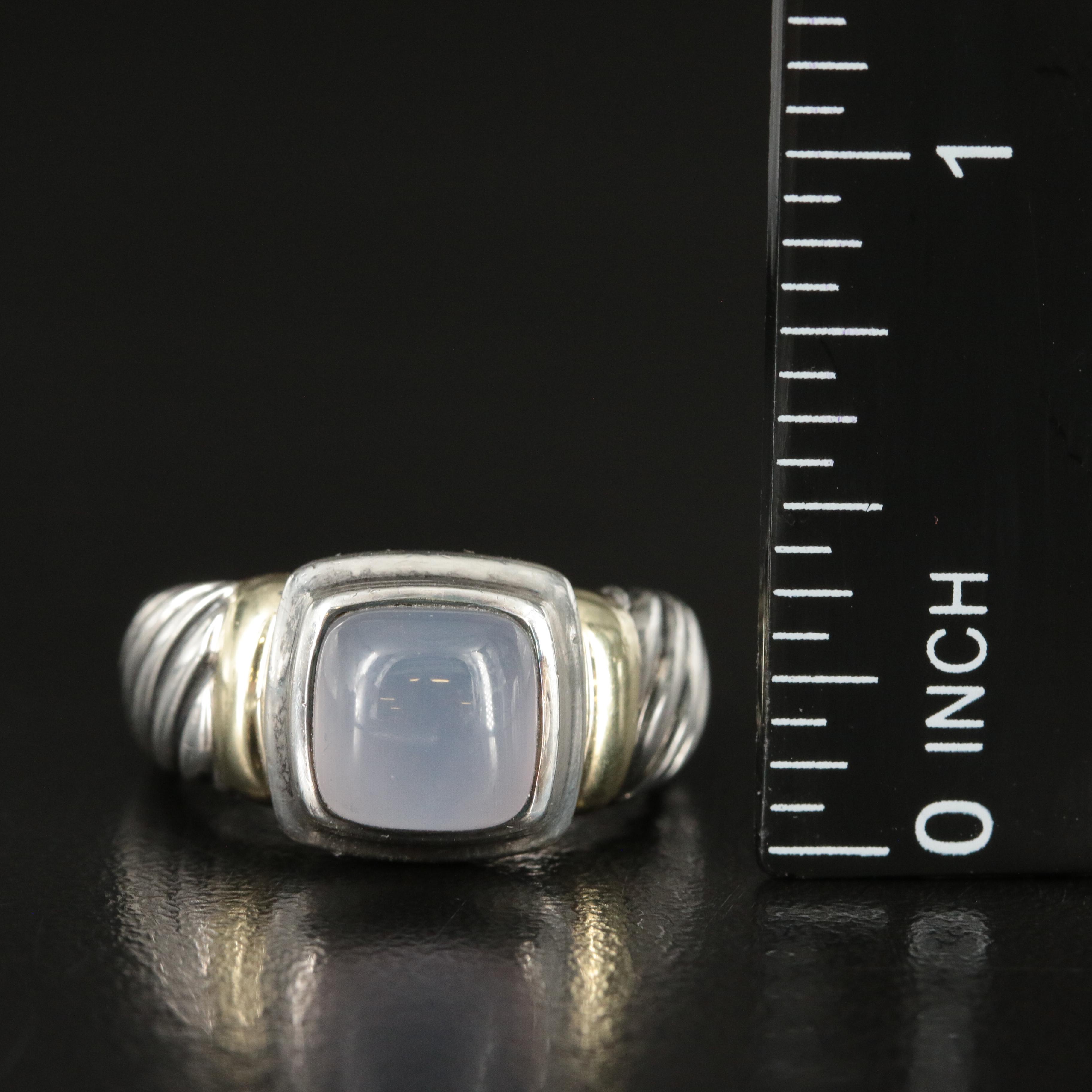 David Yurman Noblesse Sterling, 18K and Chalcedony Ring