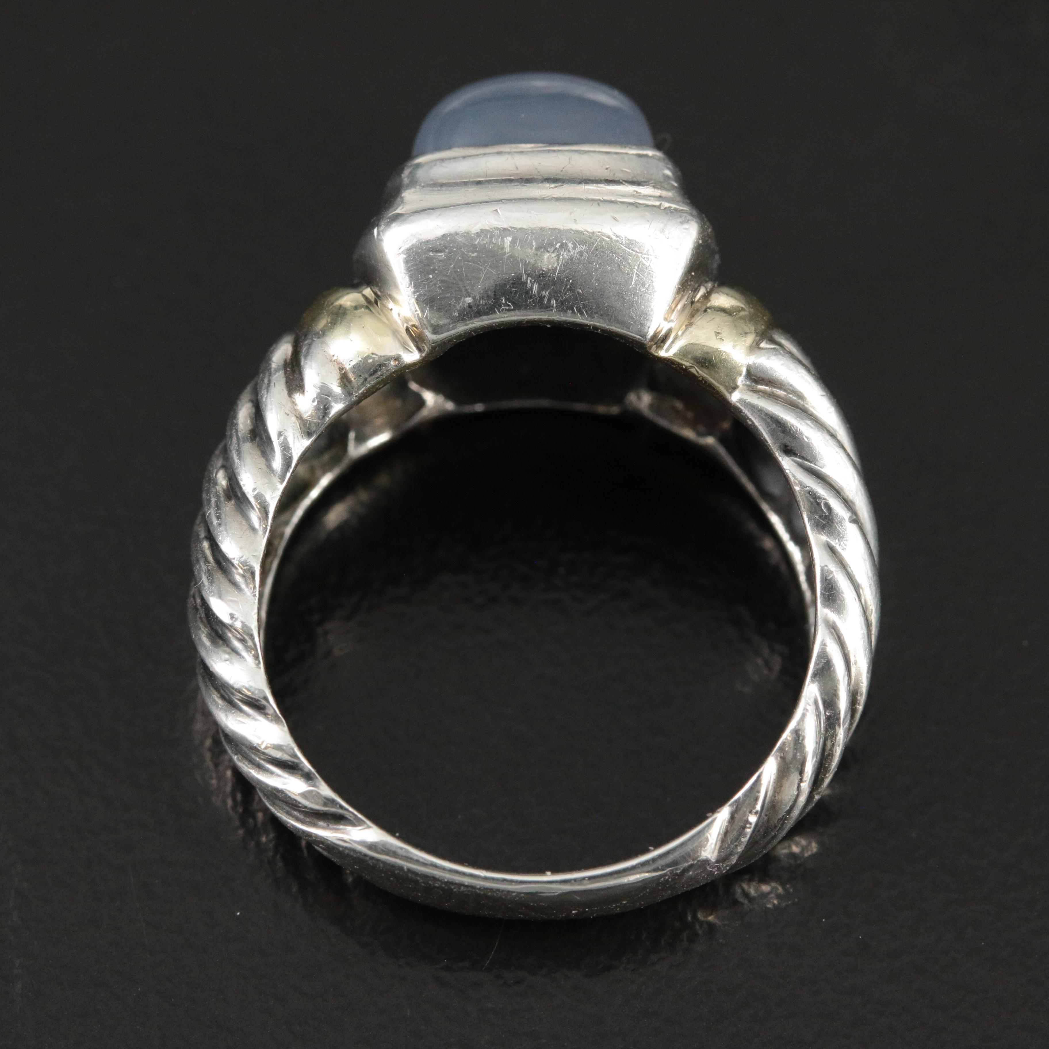 David Yurman Noblesse Sterling, 18K and Chalcedony Ring