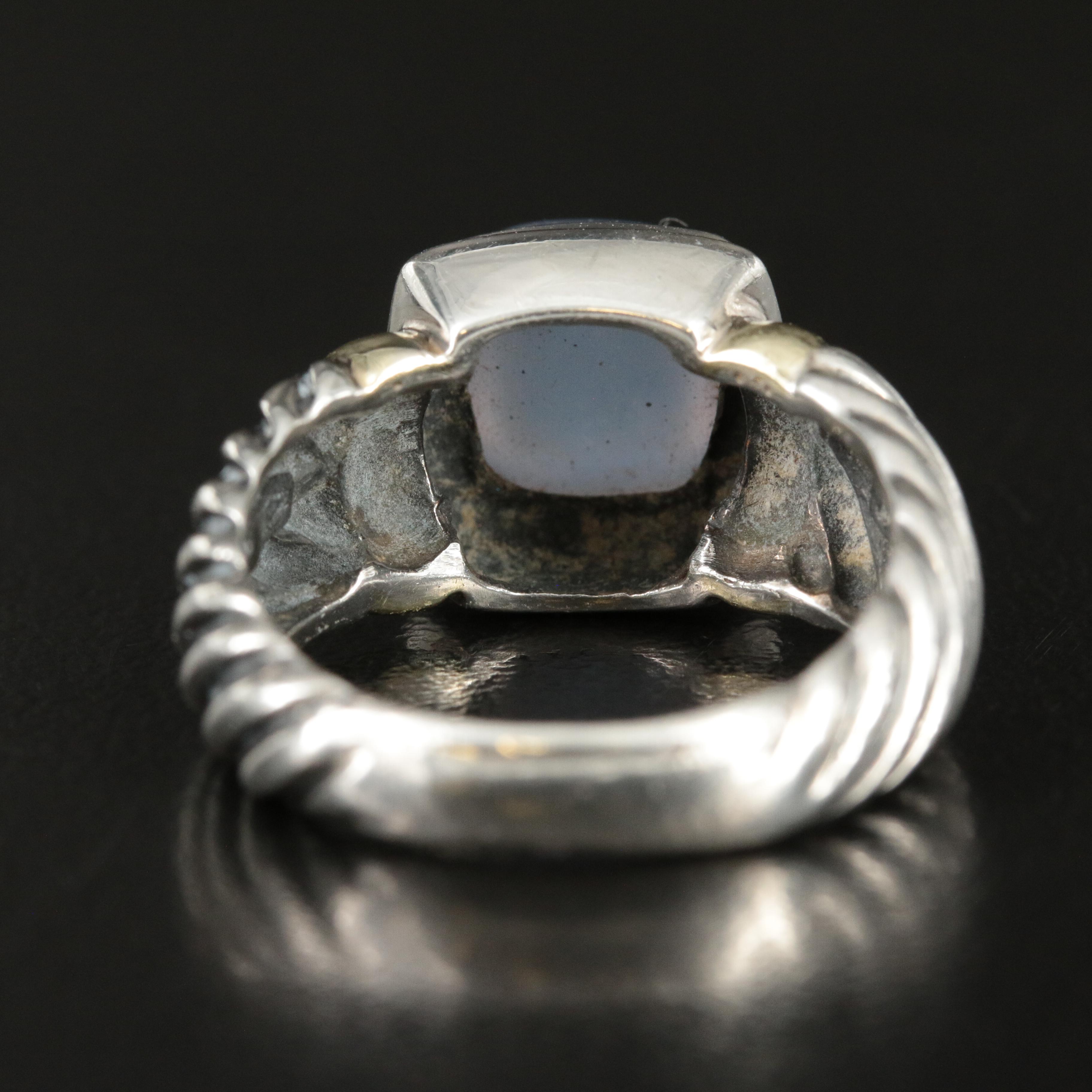 David Yurman Noblesse Sterling, 18K and Chalcedony Ring