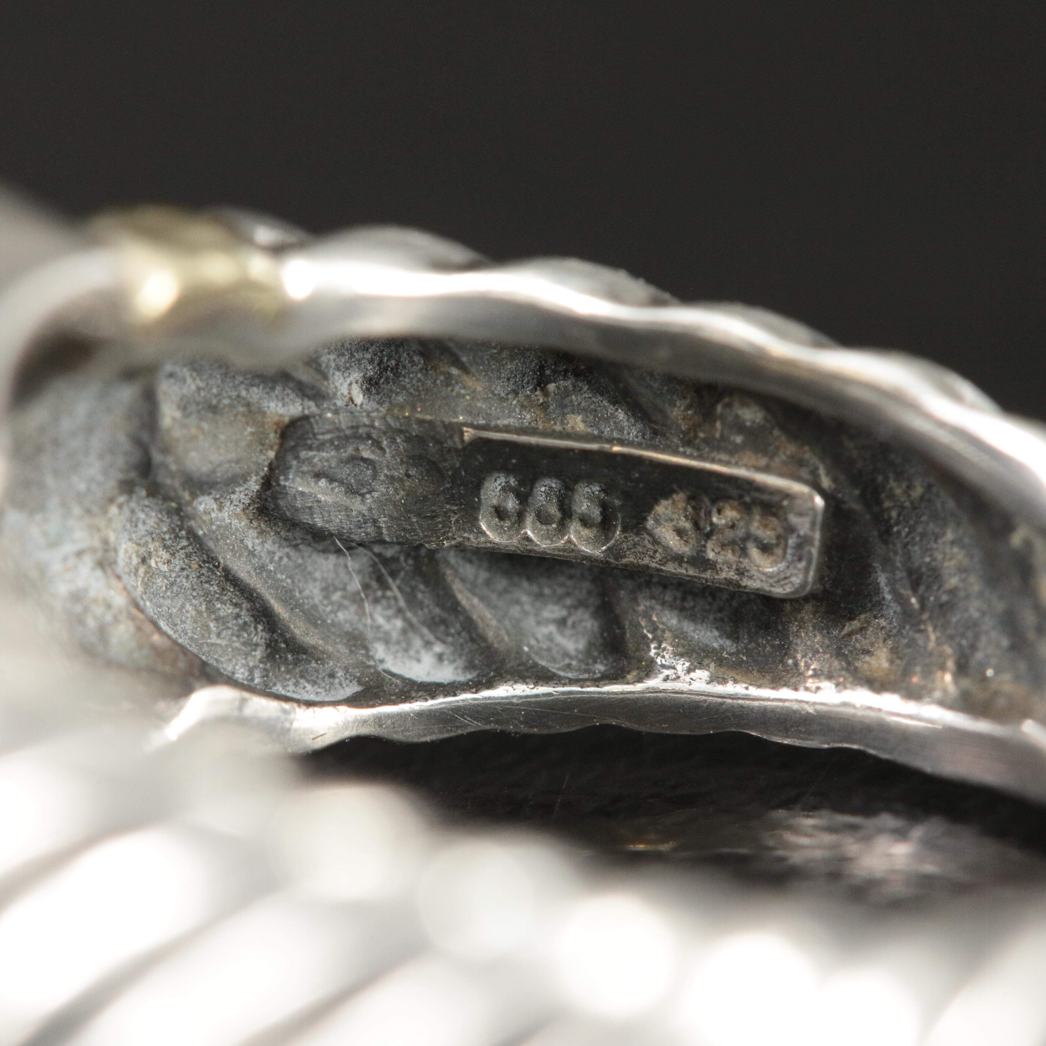 David Yurman Noblesse Sterling, 18K and Chalcedony Ring