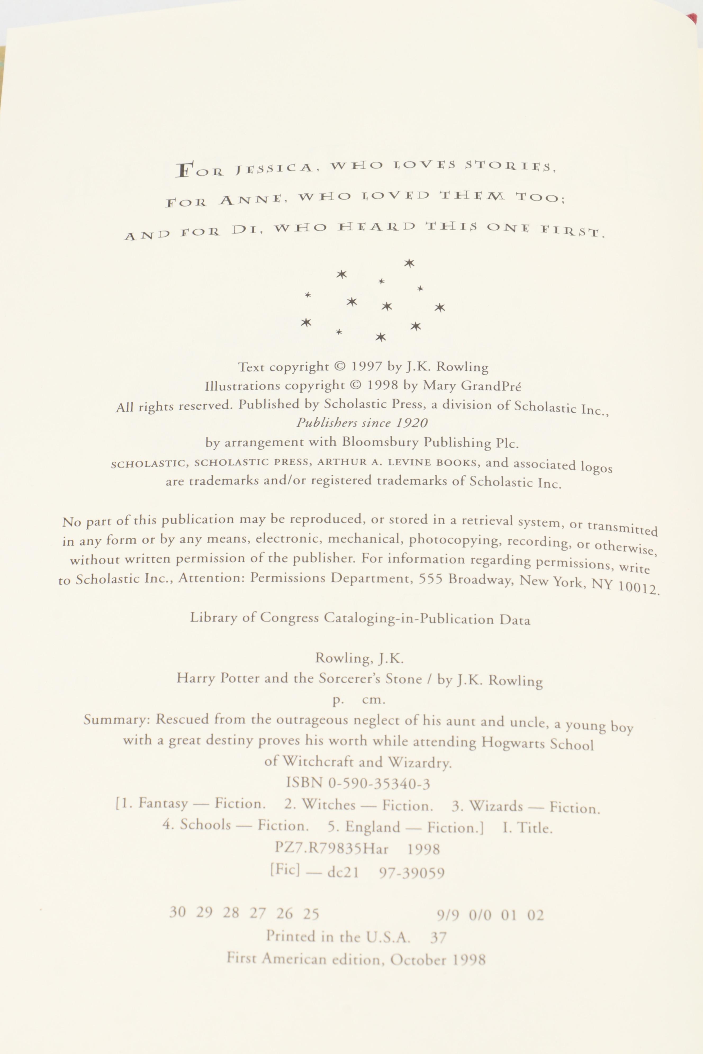 First American Edition "Harry Potter" Partial Series by J. K. Rowling