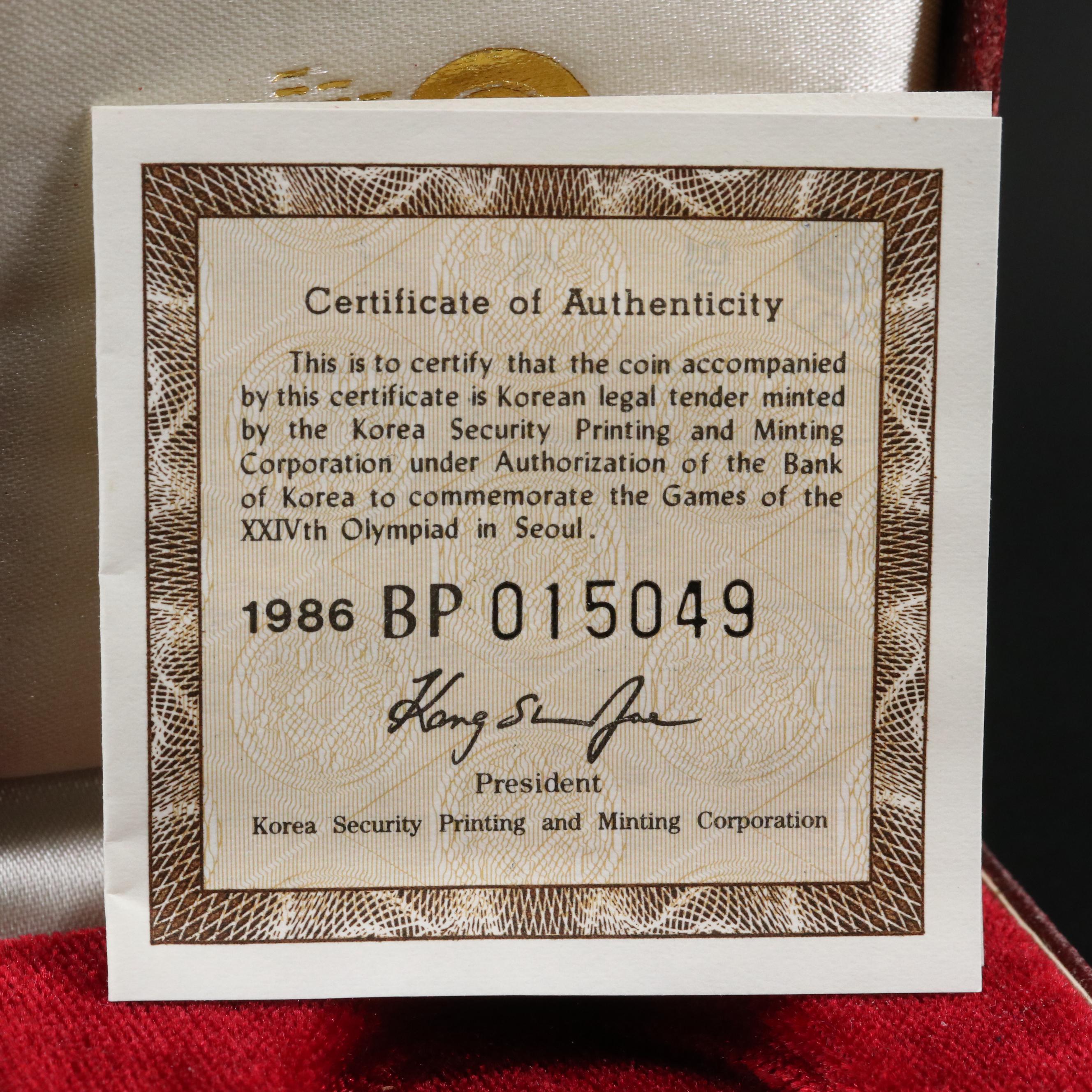 1988 Olympic Games in Seoul 25,000-Won Gold Coin