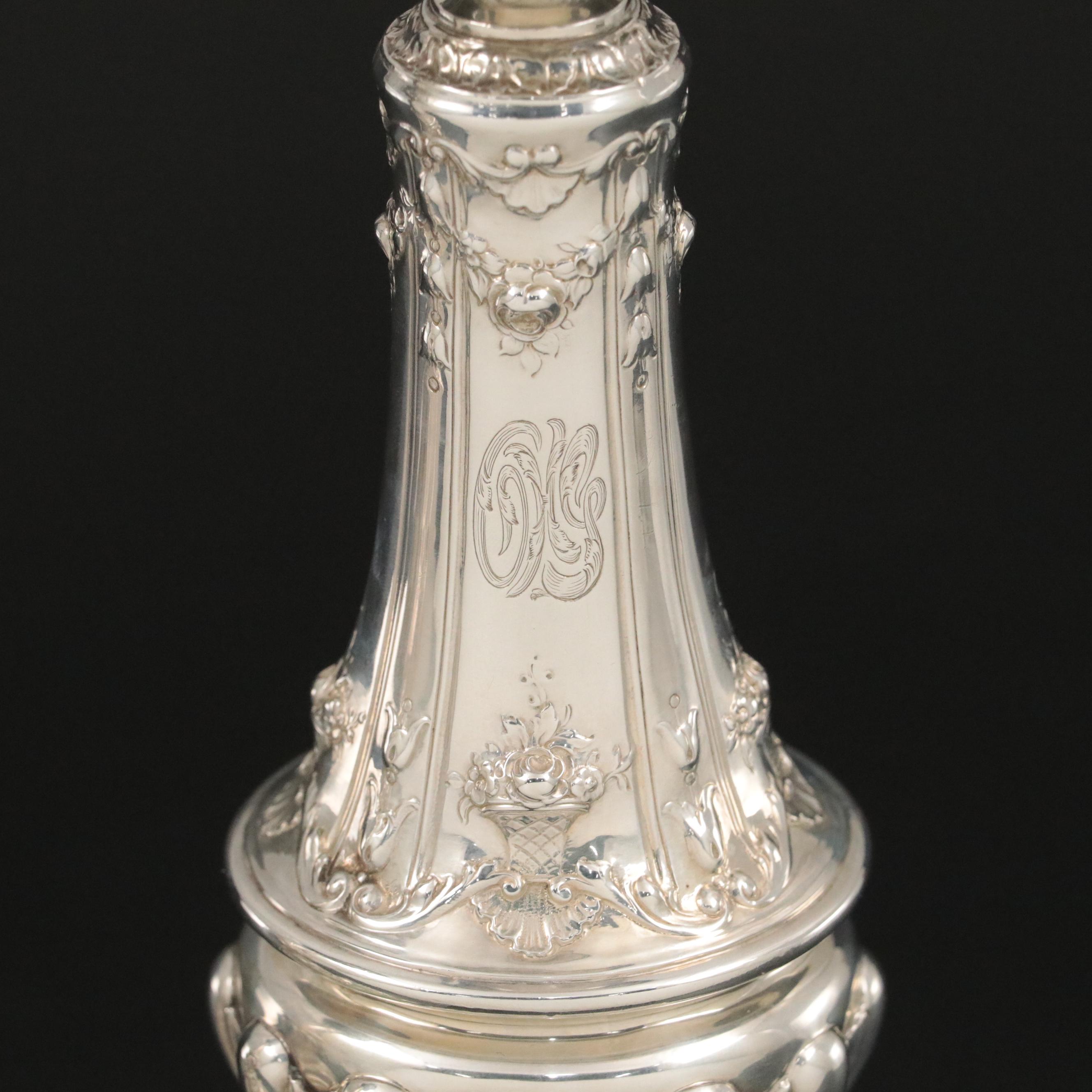 Gorham Ornate Neoclassical Sterling Silver Candlesticks