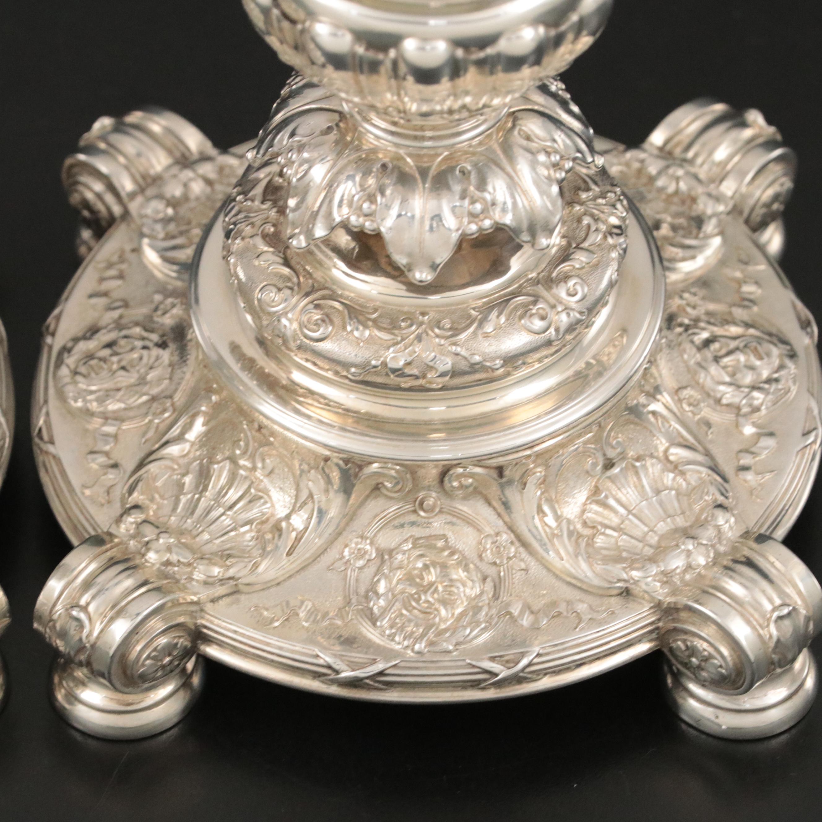 Gorham Ornate Neoclassical Sterling Silver Candlesticks