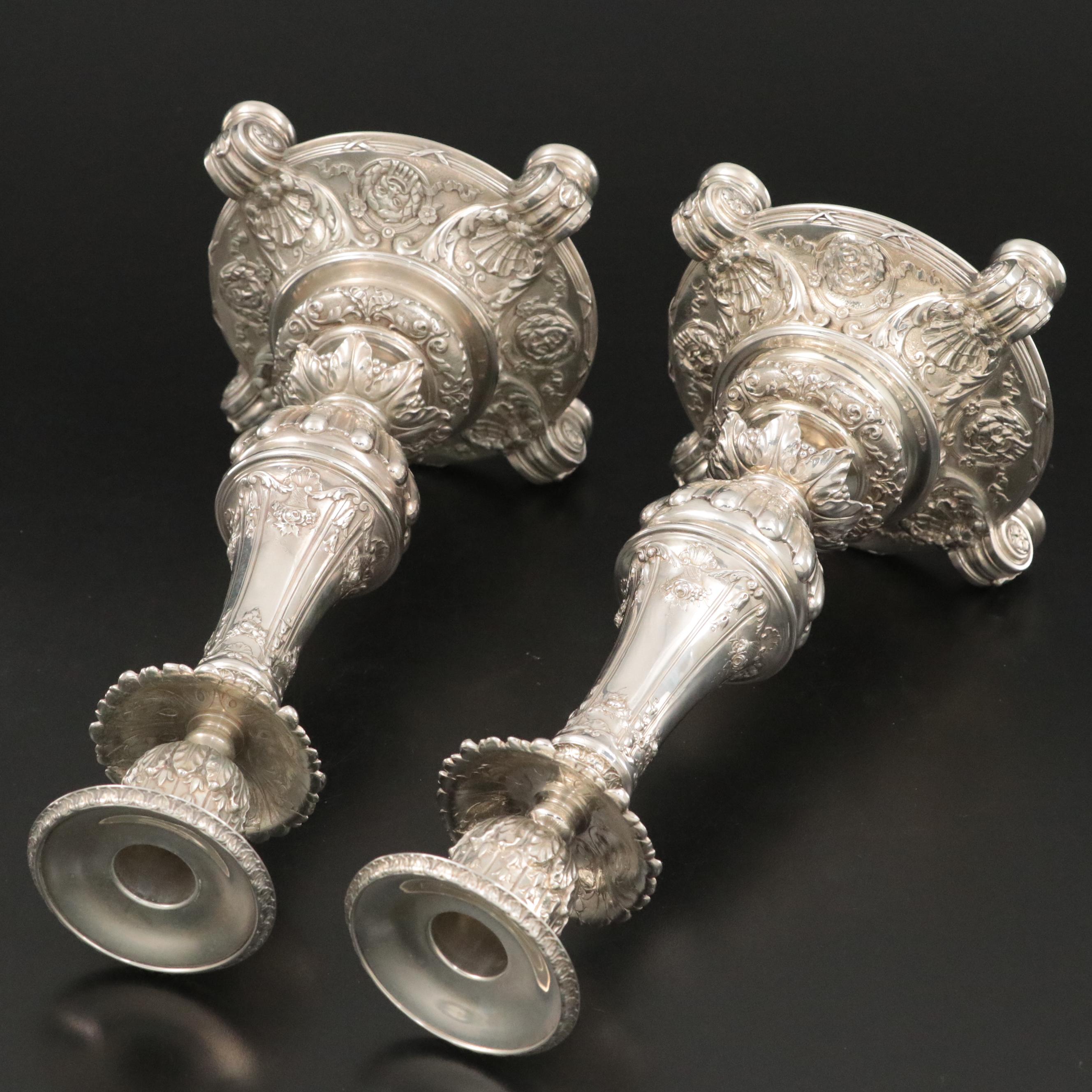 Gorham Ornate Neoclassical Sterling Silver Candlesticks