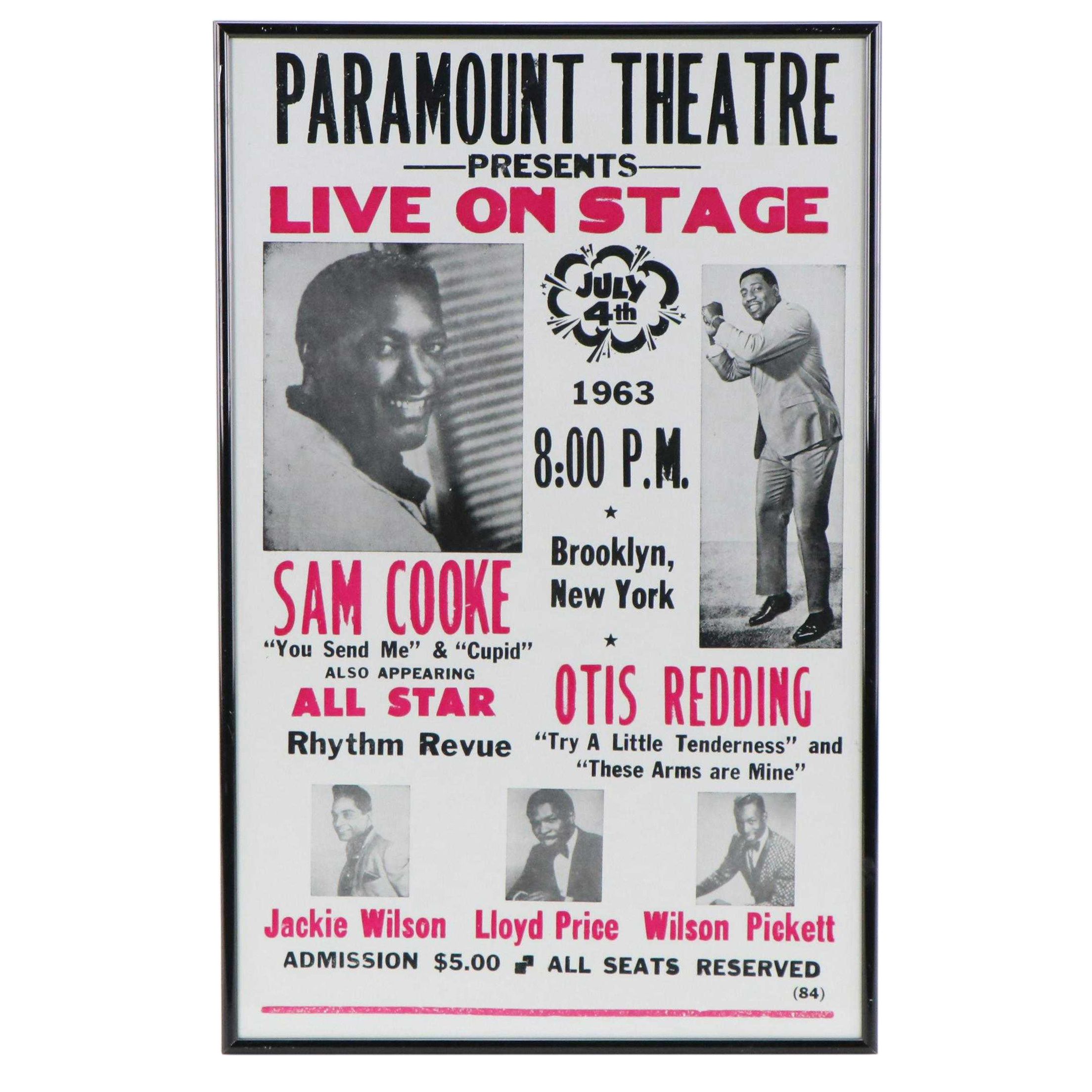 Vintage Paramount Theatre Concert Poster for Sam Cook & Otis Redding