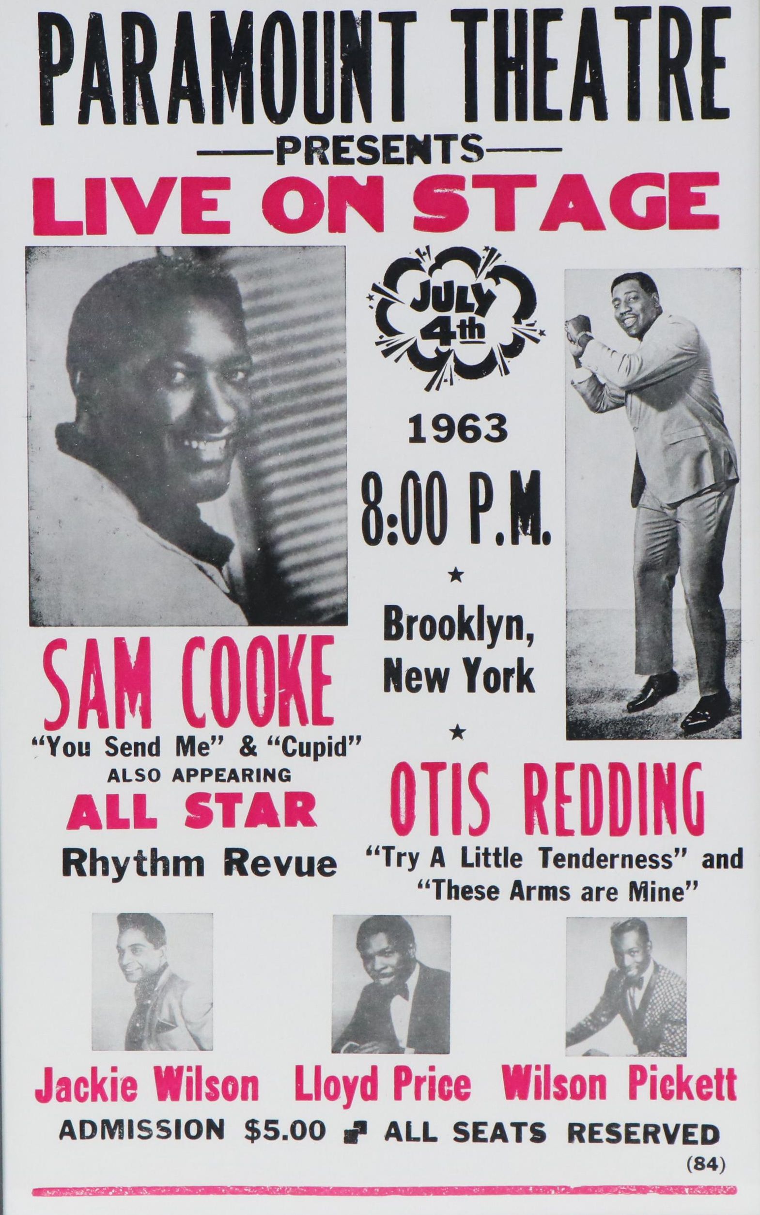 Vintage Paramount Theatre Concert Poster for Sam Cook & Otis Redding
