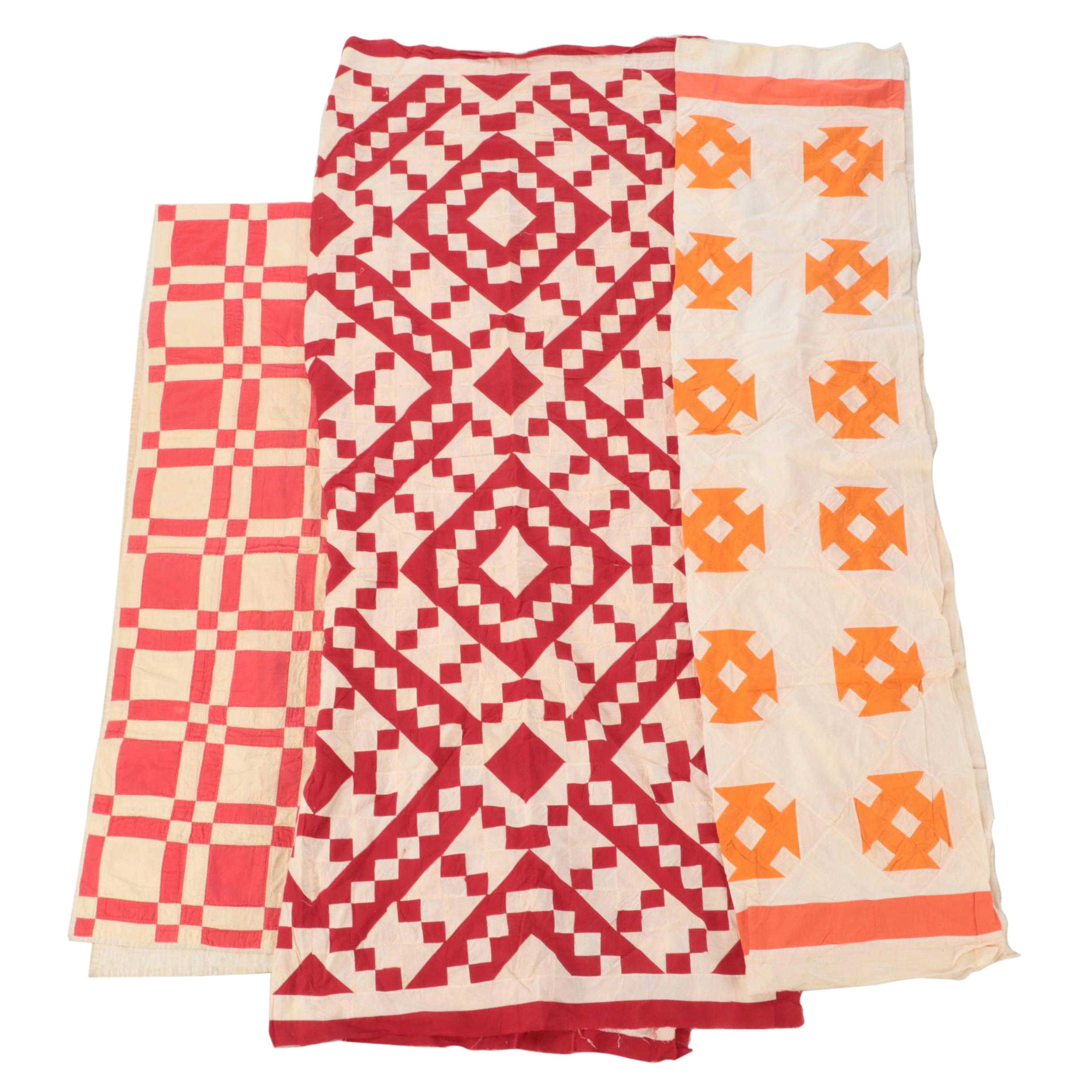 Handmade "Jacob's Ladder" Pieced Quilt Top with "Churn Dash" and Other Quilt