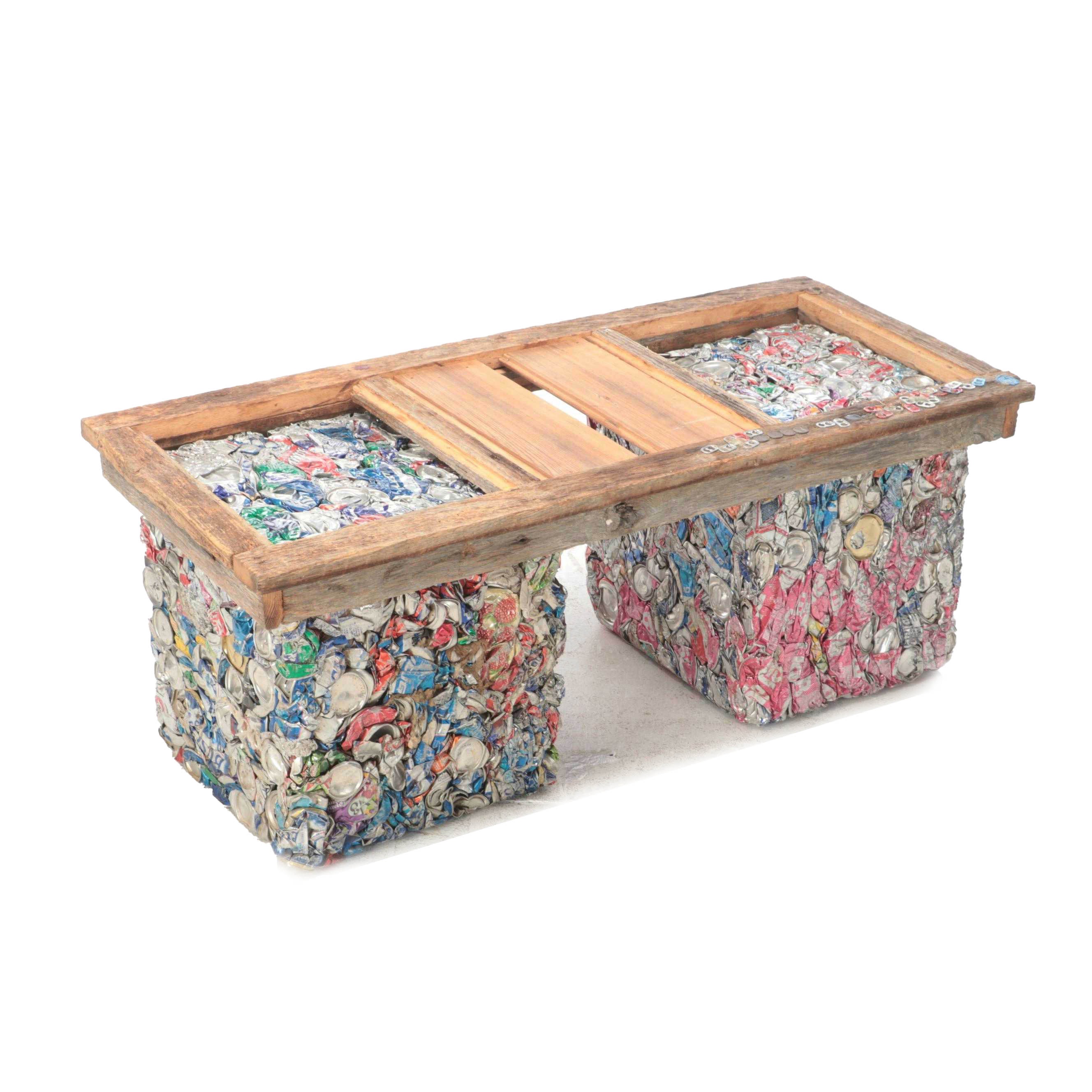 Adjustable Compacted Aluminum Can Cube Coffee Table