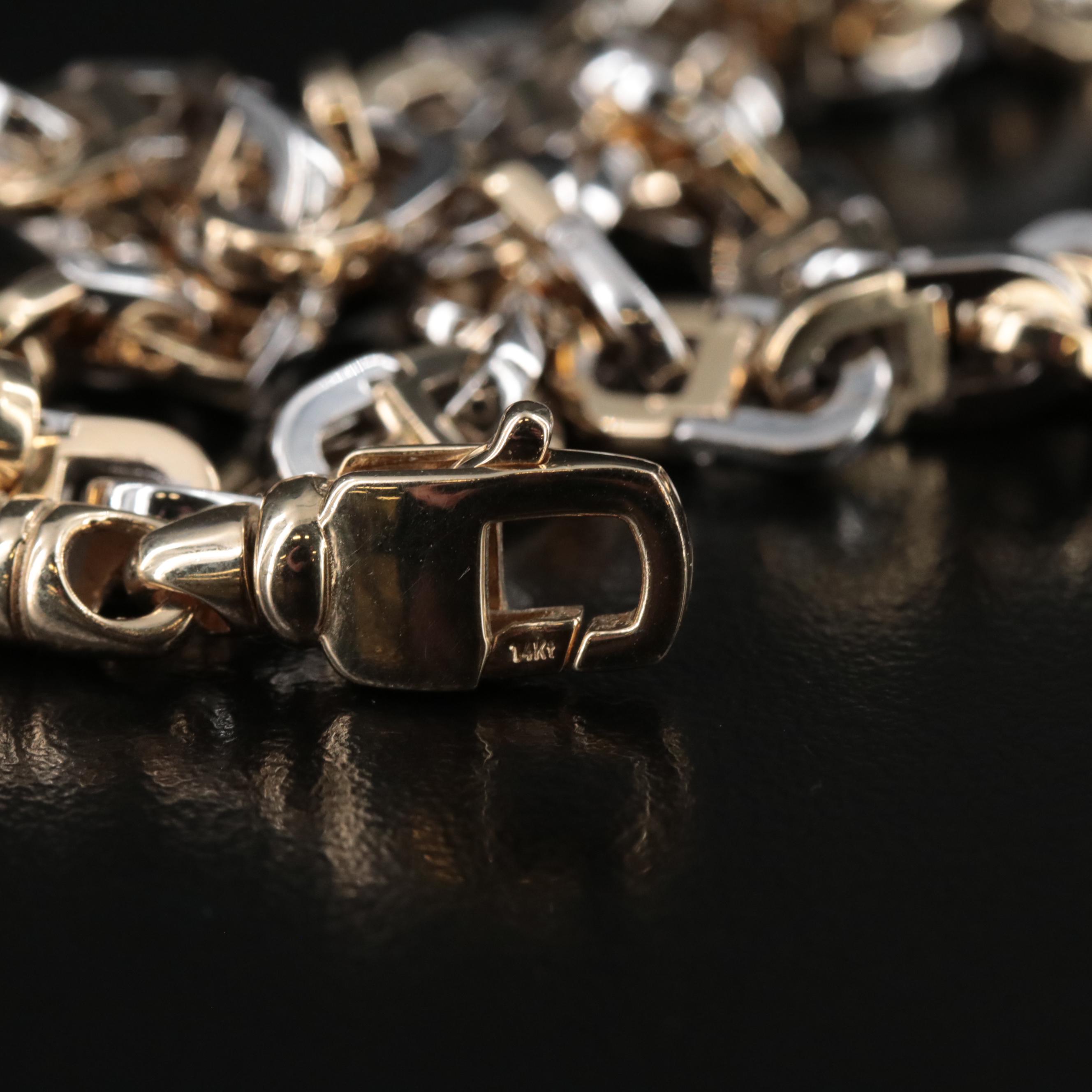 14K Two-Tone Fancy Mariner Chain Necklace