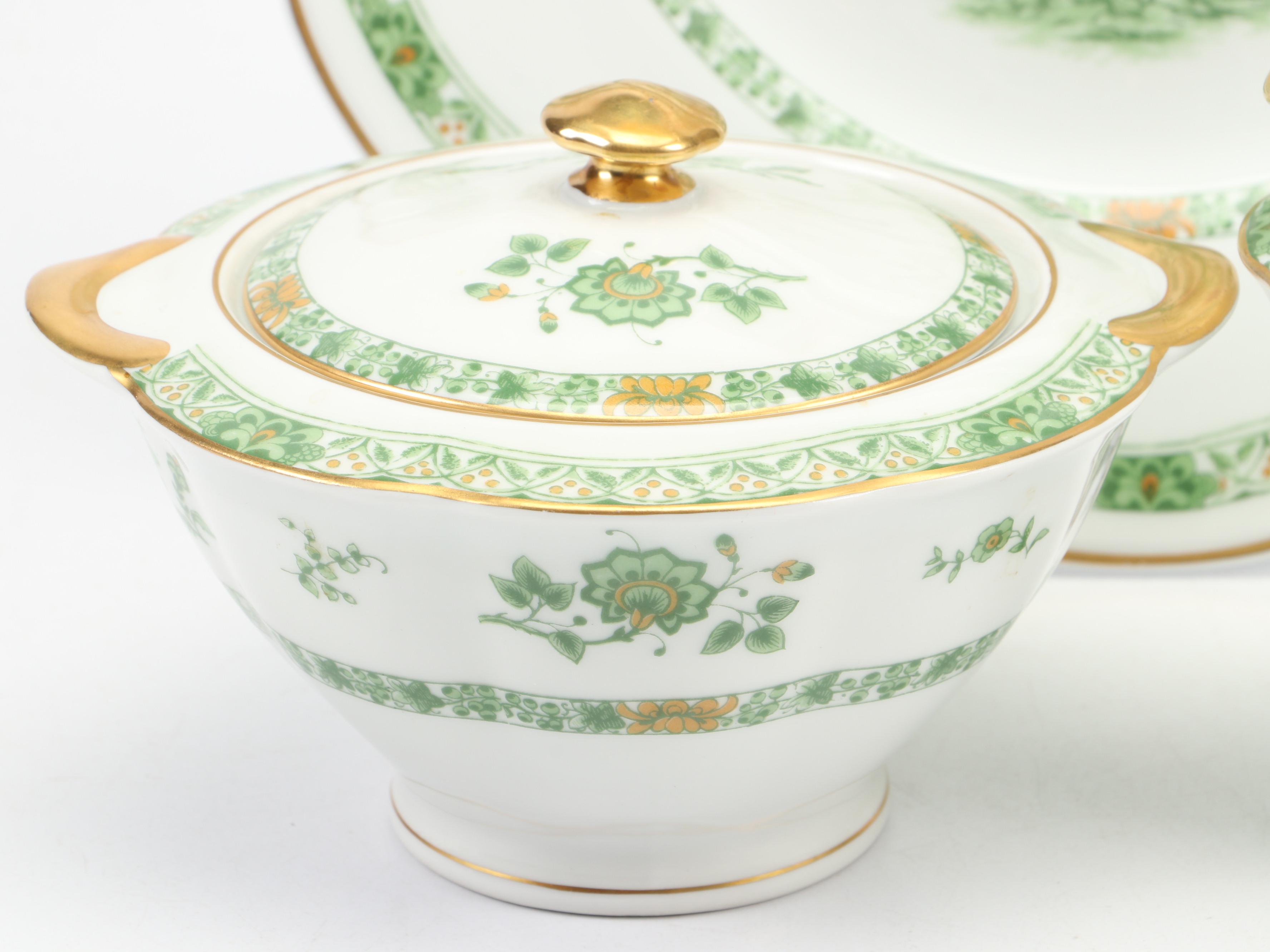 Haviland Limoges "Bonneval" Porcelain Creamer, Sugar and Dinner Plate