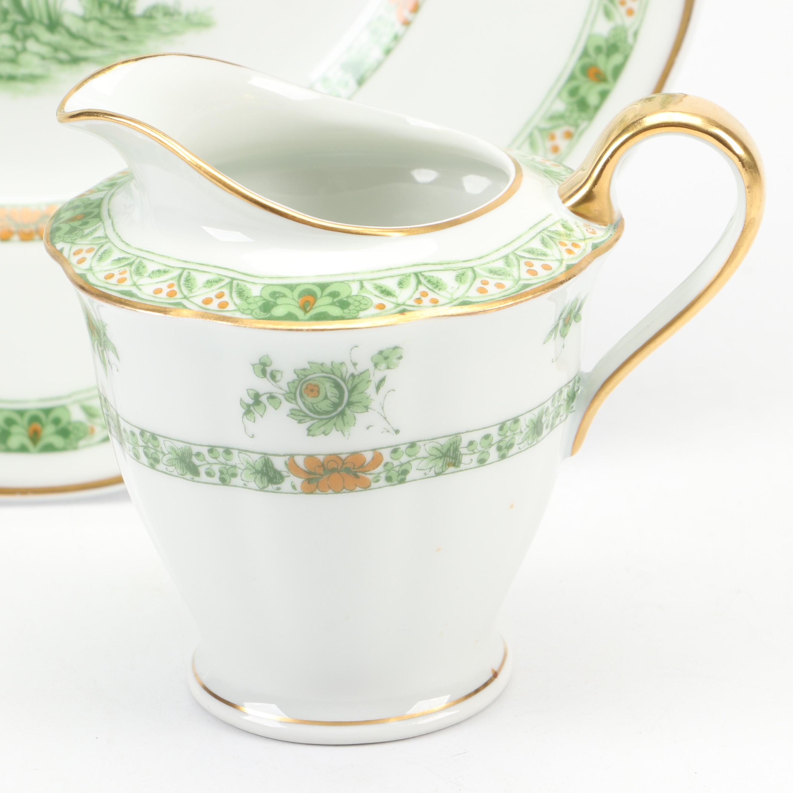 Haviland Limoges "Bonneval" Porcelain Creamer, Sugar and Dinner Plate