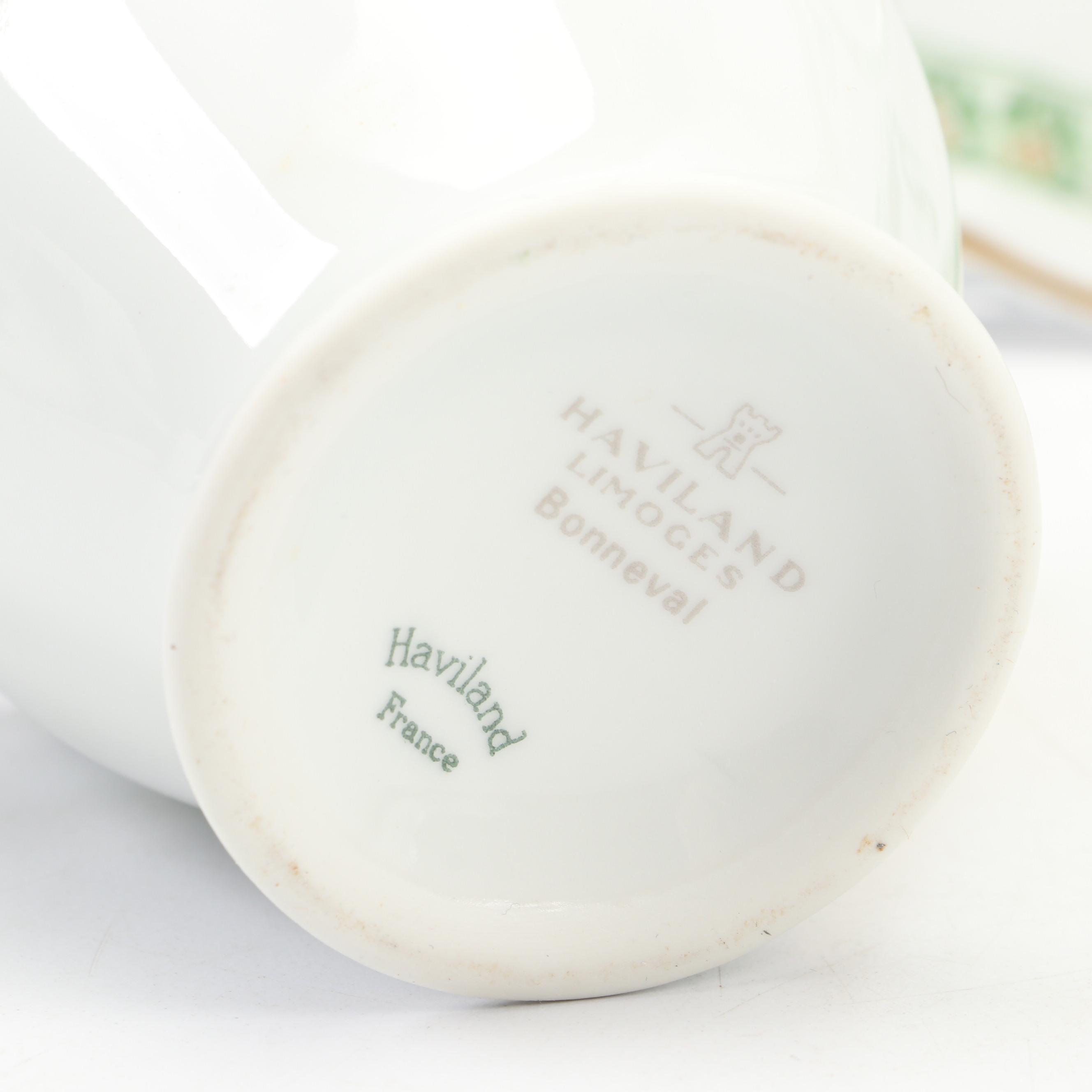 Haviland Limoges "Bonneval" Porcelain Creamer, Sugar and Dinner Plate