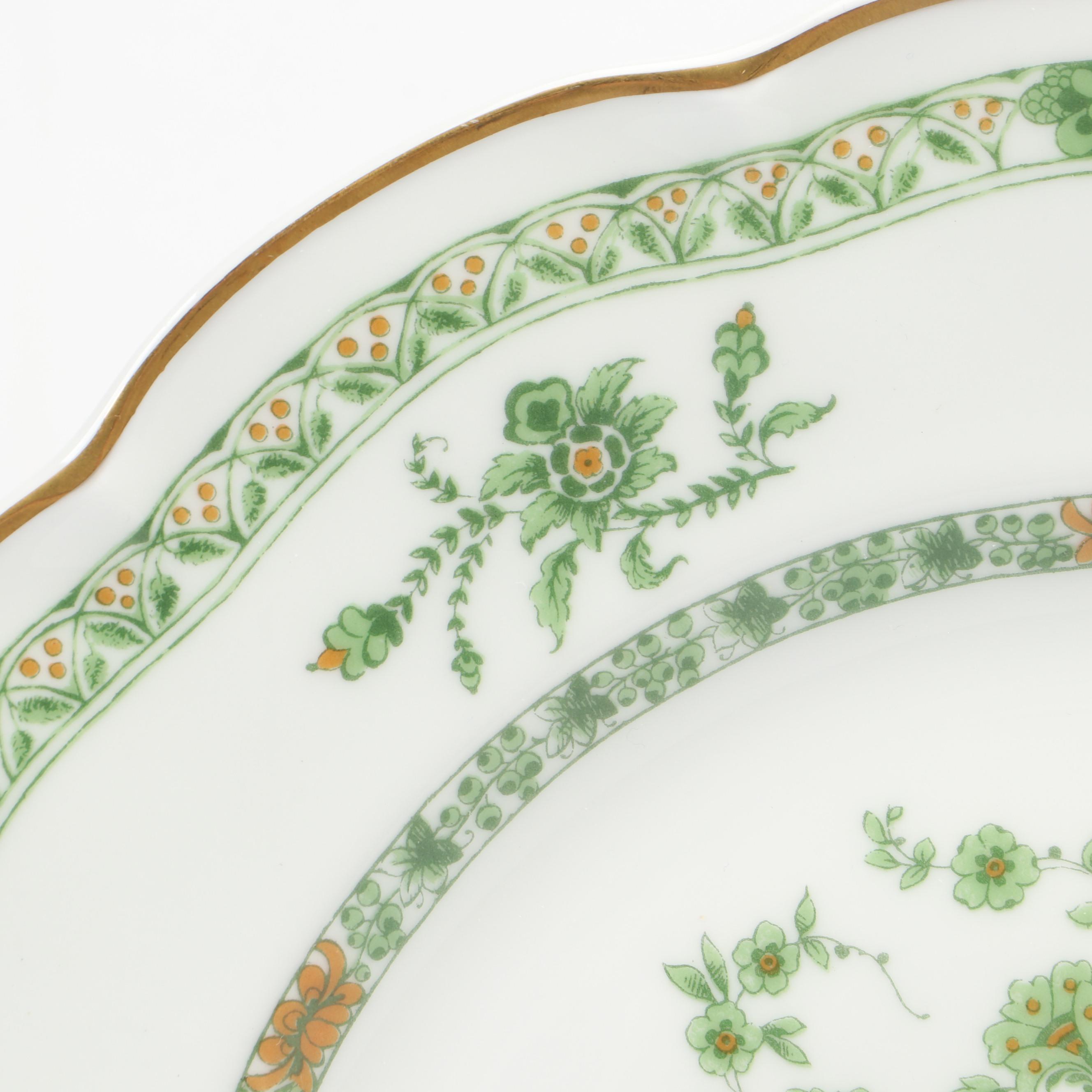 Haviland Limoges "Bonneval" Porcelain Creamer, Sugar and Dinner Plate