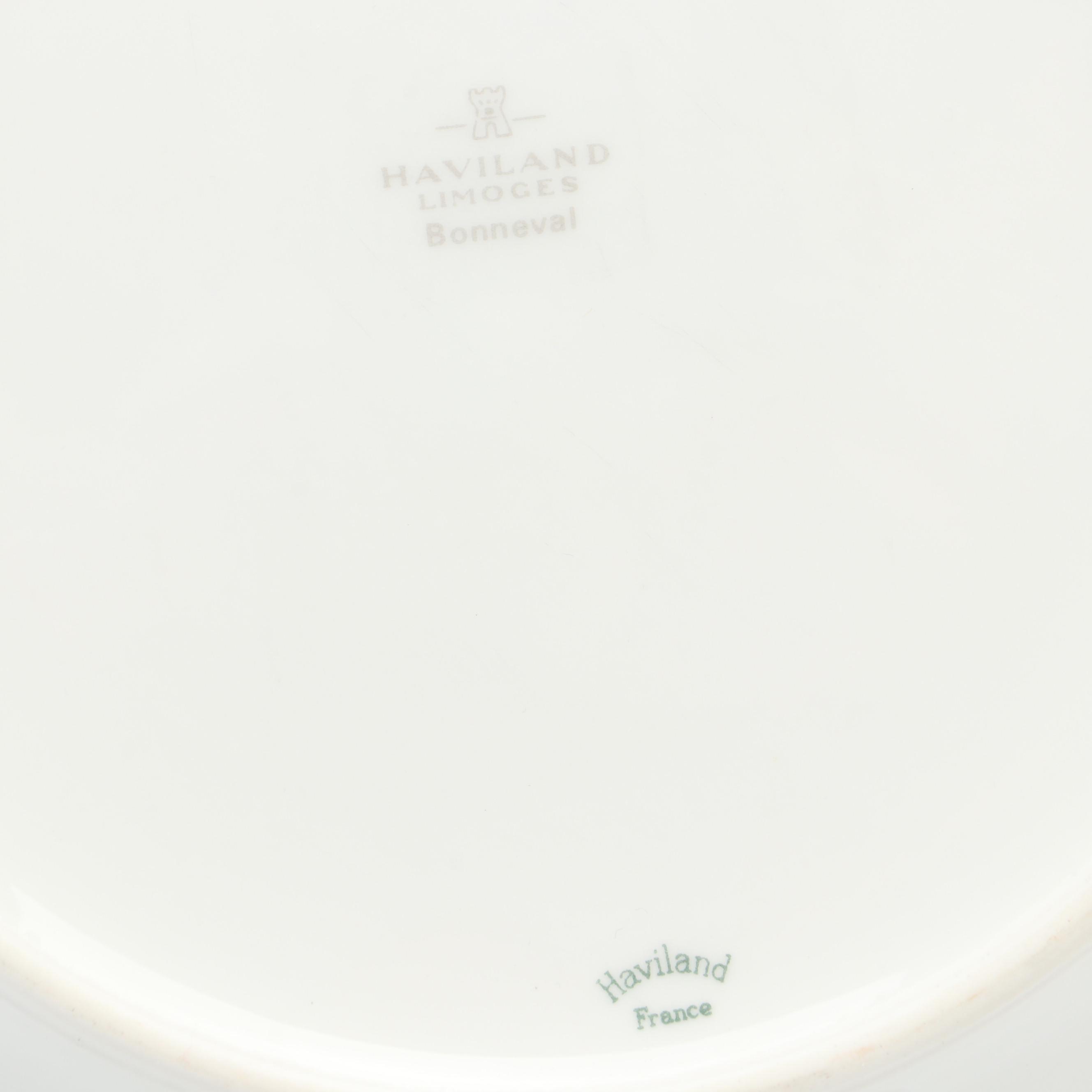 Haviland Limoges "Bonneval" Porcelain Creamer, Sugar and Dinner Plate