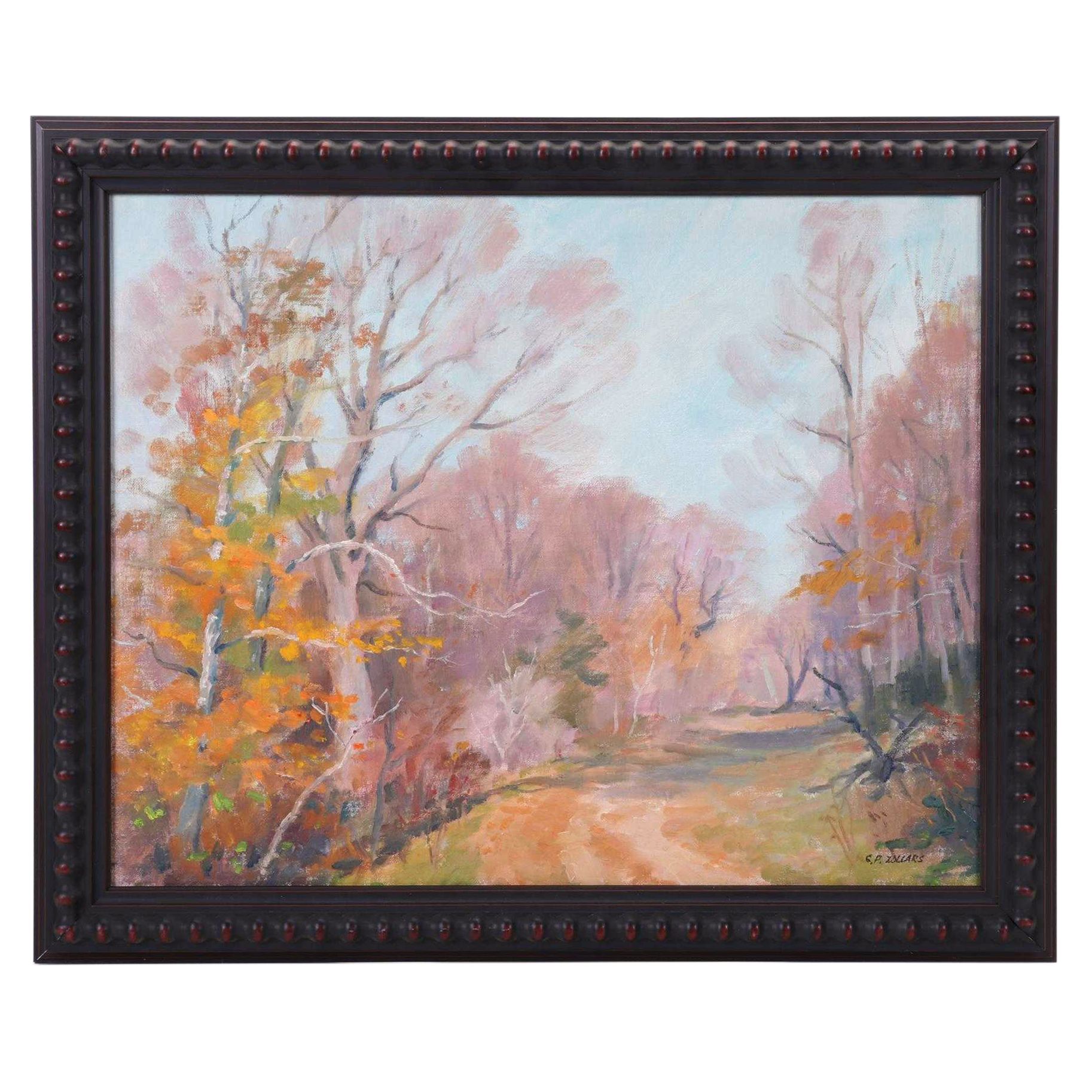 Charles P. Zollars Oil Painting "Fall Landscape," Mid 20th Century