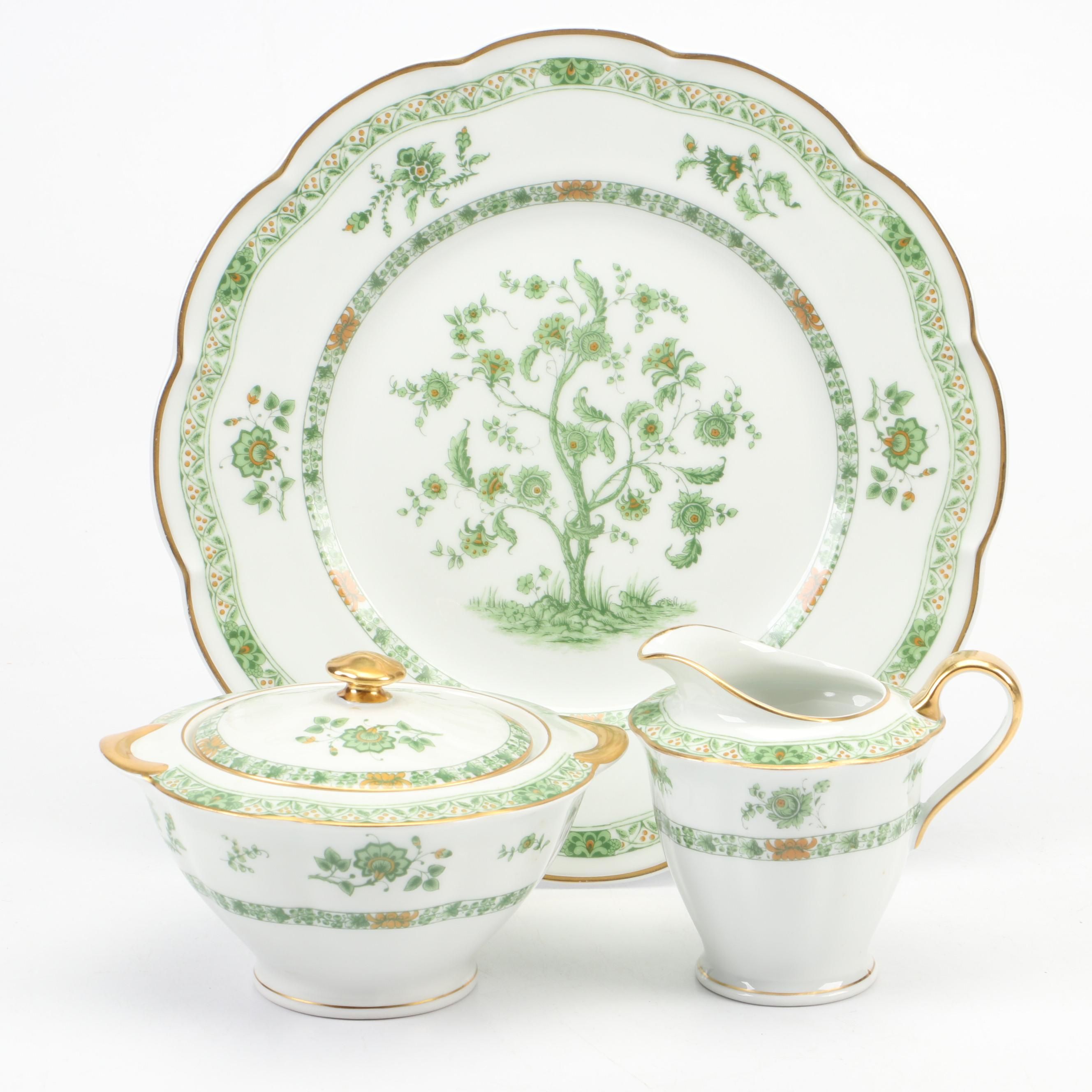 Haviland Limoges "Bonneval" Porcelain Creamer, Sugar and Dinner Plate