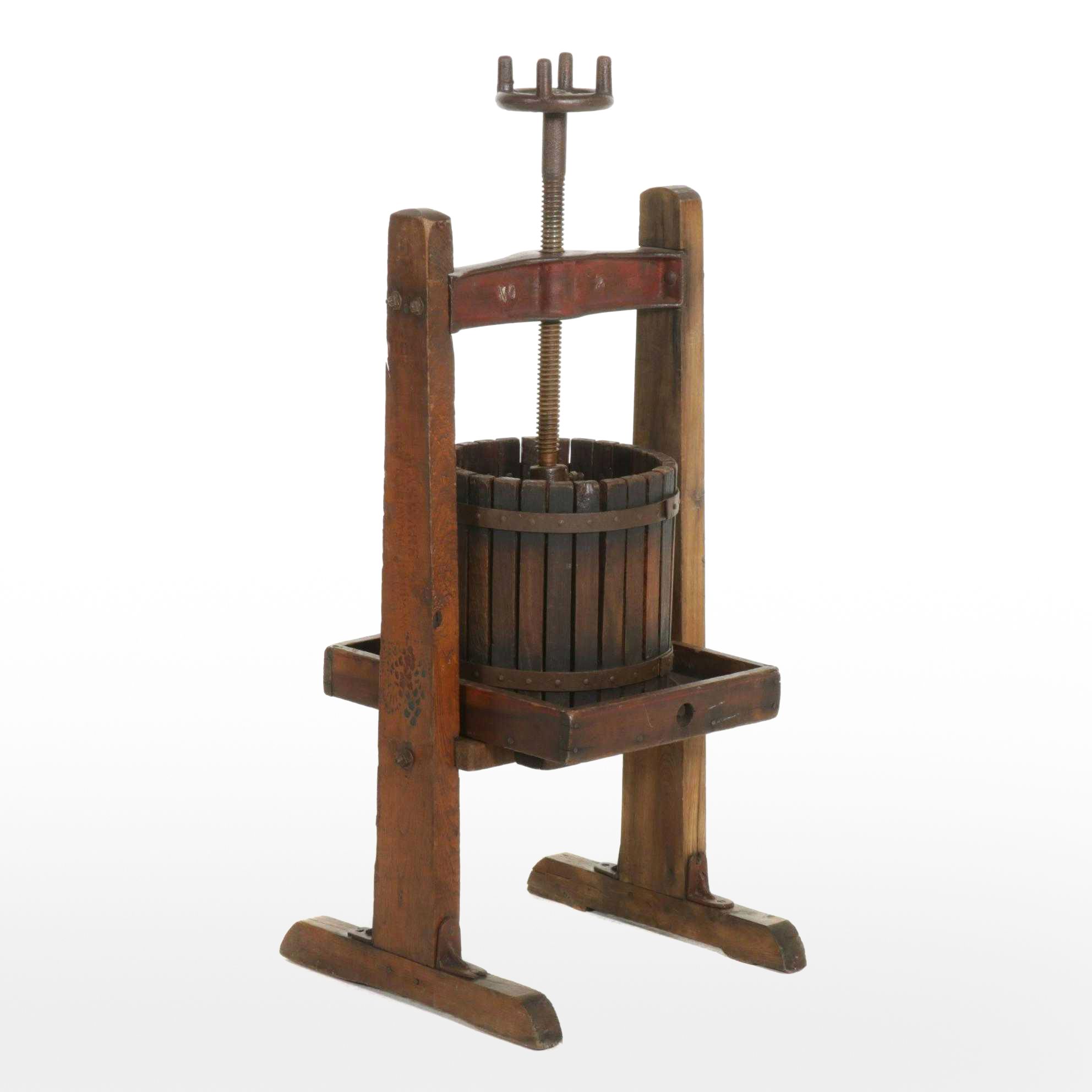 Rustic Wood and Cast Iron Cider Press, Early to Mid 20th Century