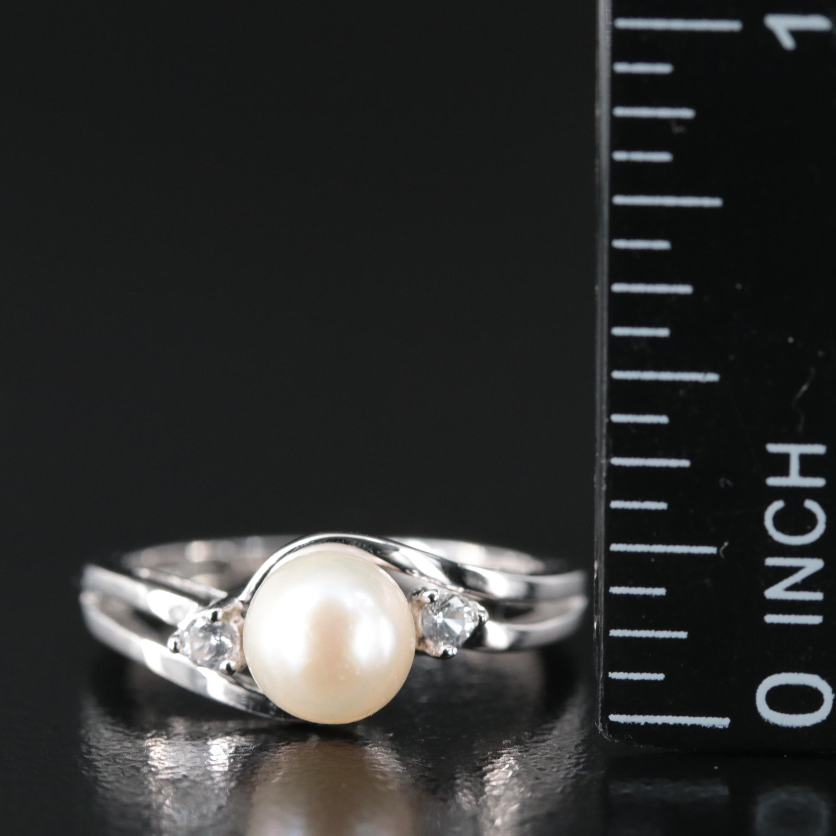 10K Pearl and Sapphire Ring