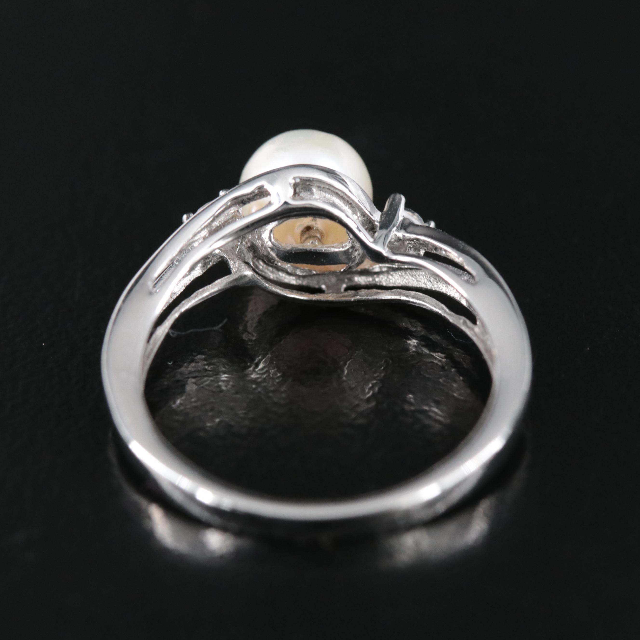 10K Pearl and Sapphire Ring