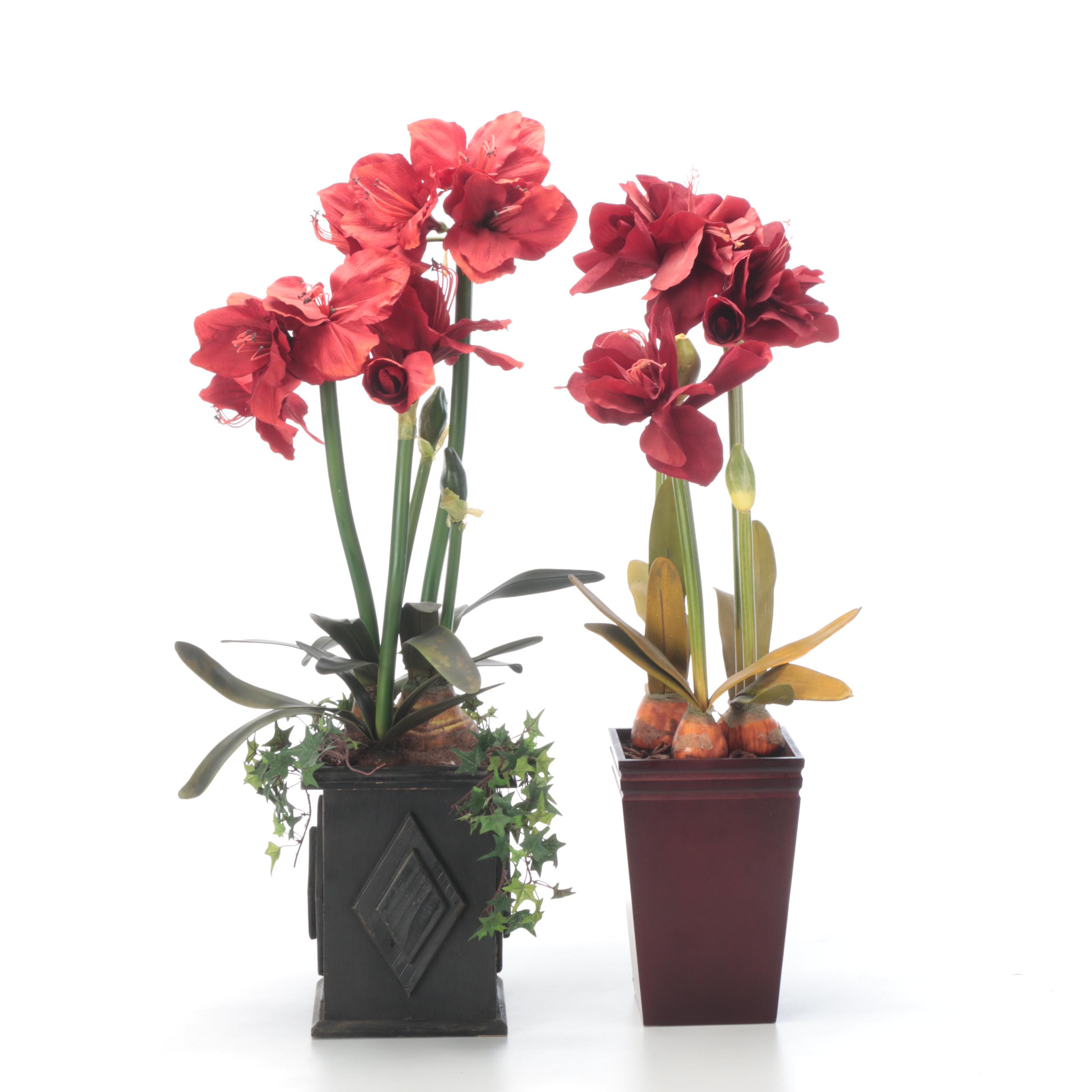Artificial Amaryllis Flowers in Planters EBTH