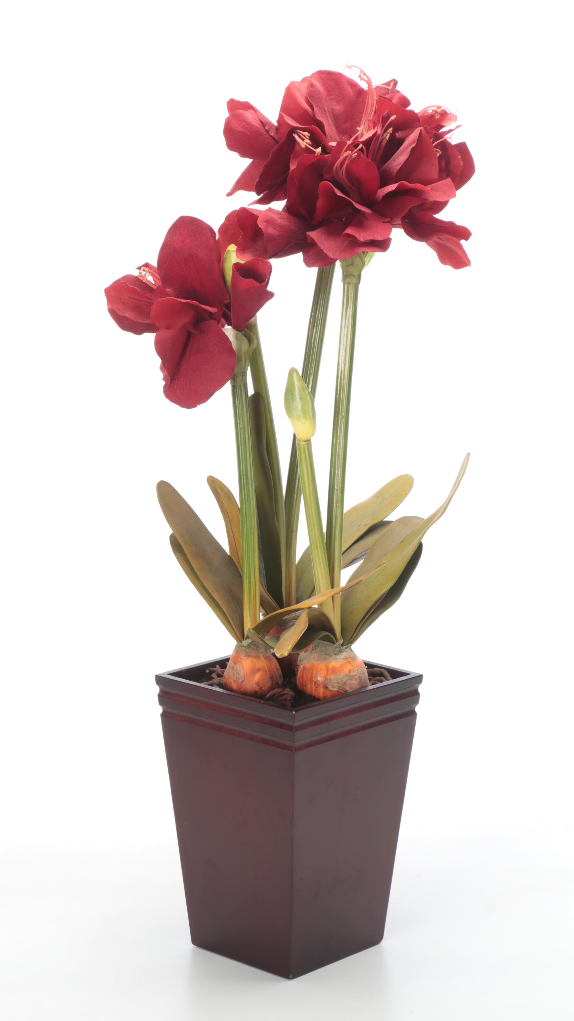 Artificial Amaryllis Flowers in Planters EBTH