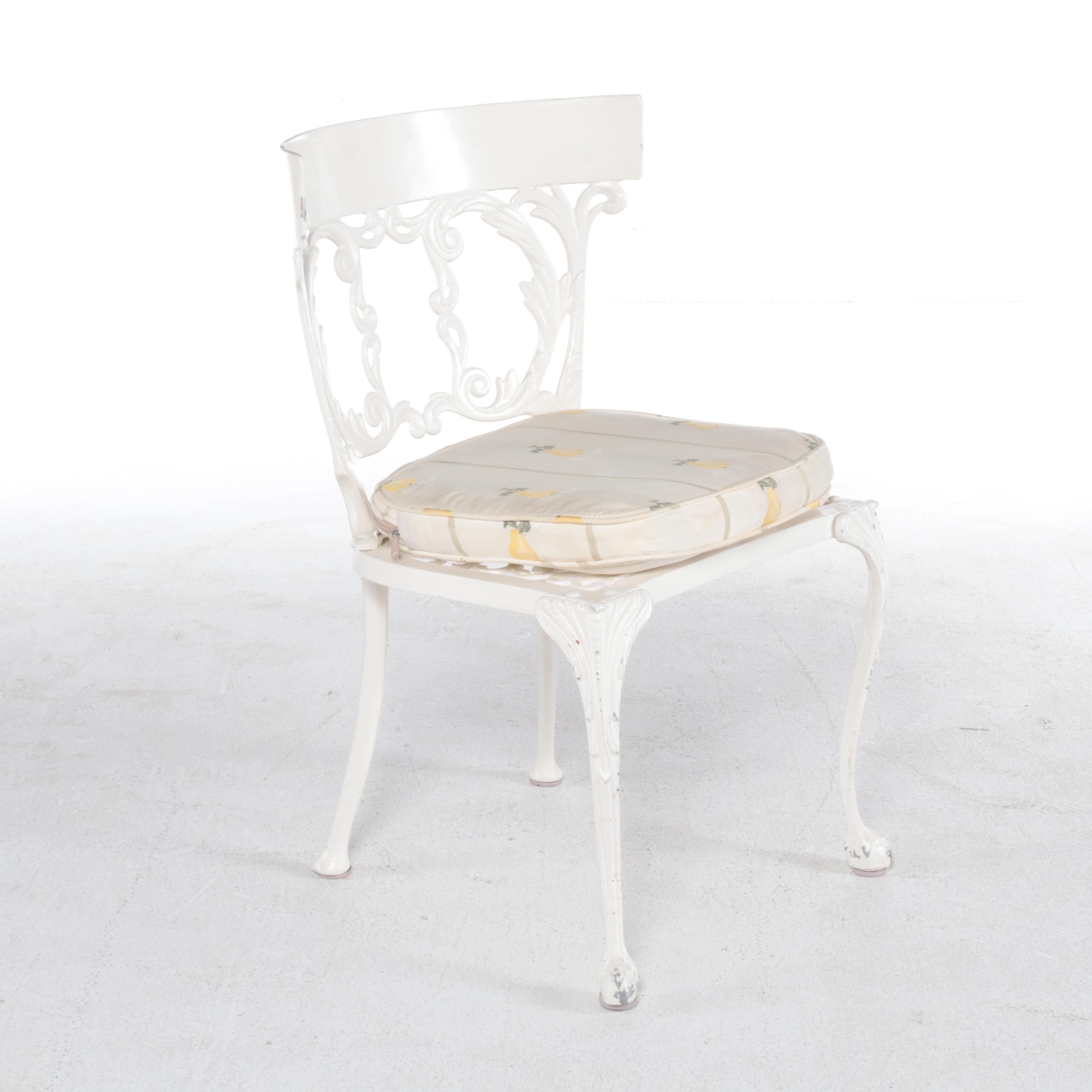 Victorian Style Cast Metal Patio Dining Set with Stone Top, Mid to Late 20th C.