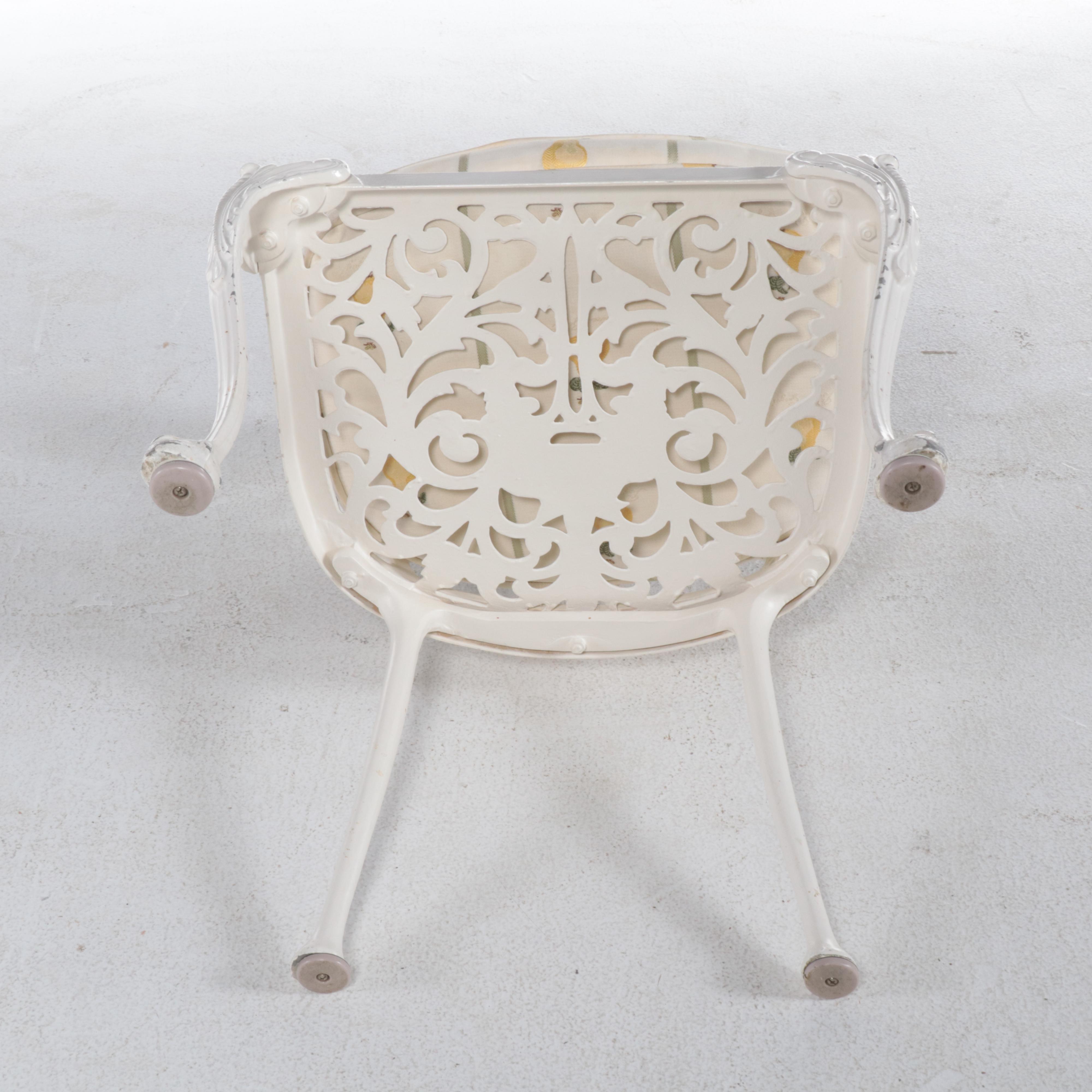 Victorian Style Cast Metal Patio Dining Set with Stone Top, Mid to Late 20th C.