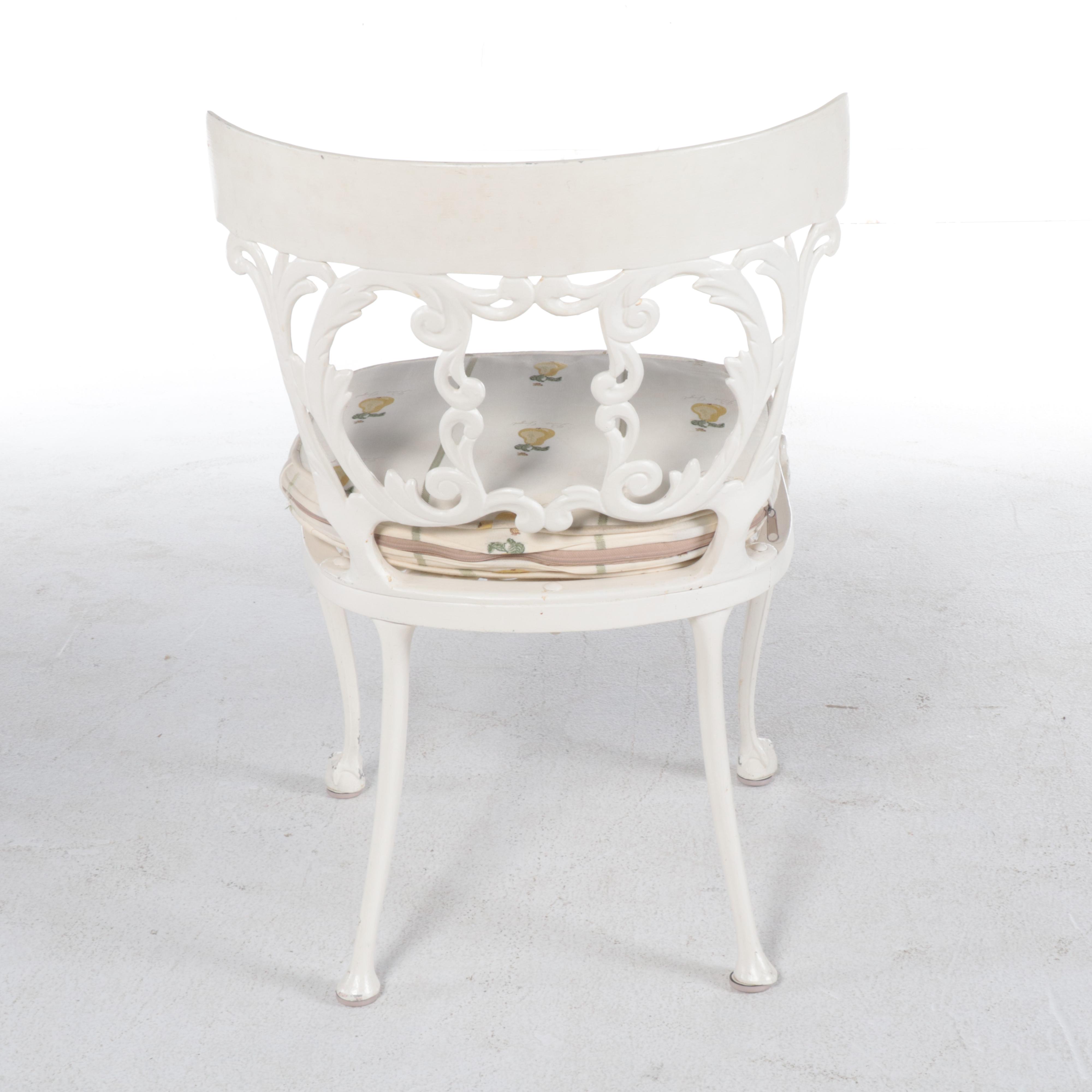 Victorian Style Cast Metal Patio Dining Set with Stone Top, Mid to Late 20th C.