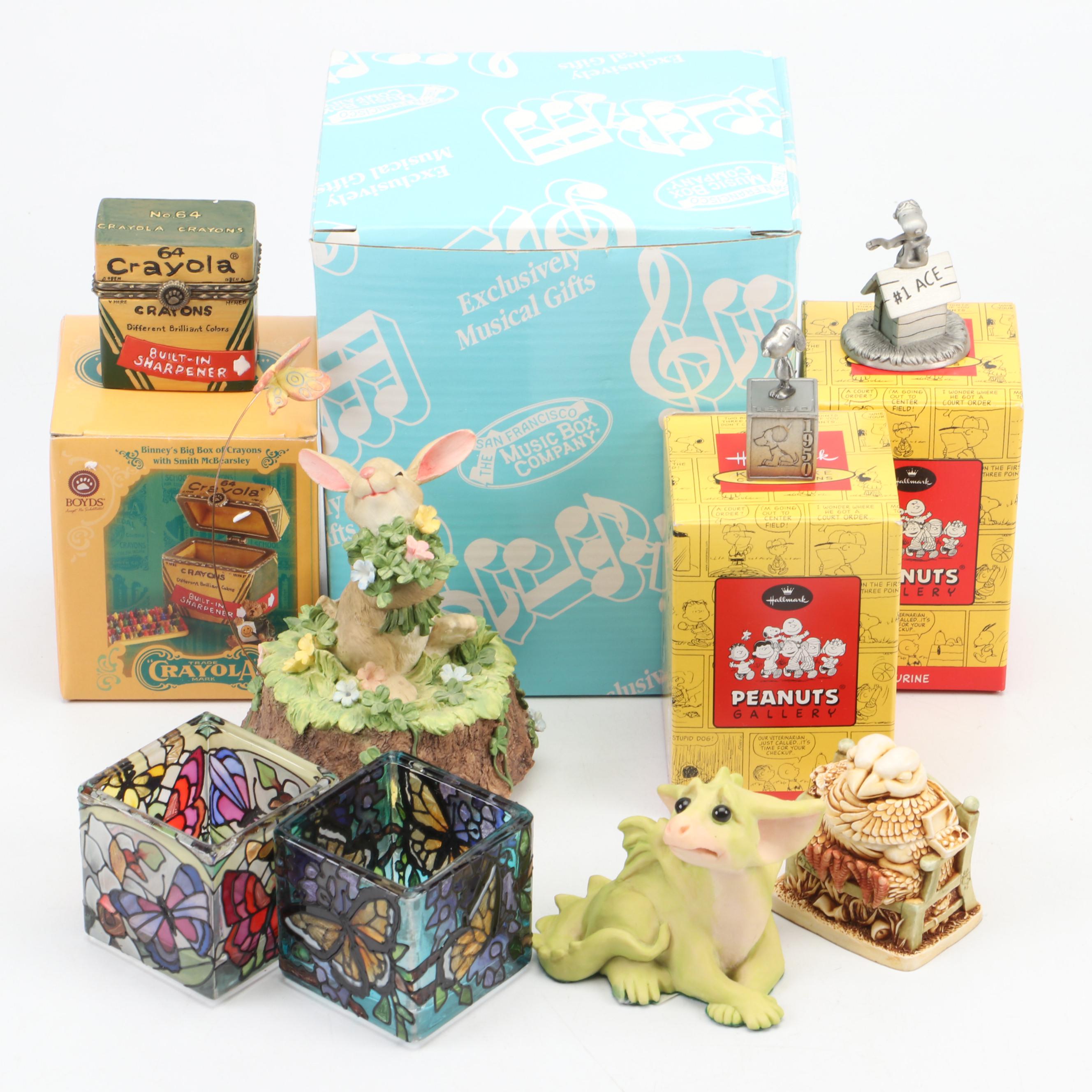 The San Francisco Resin Music Box with Hallmark Metal Figurines and More