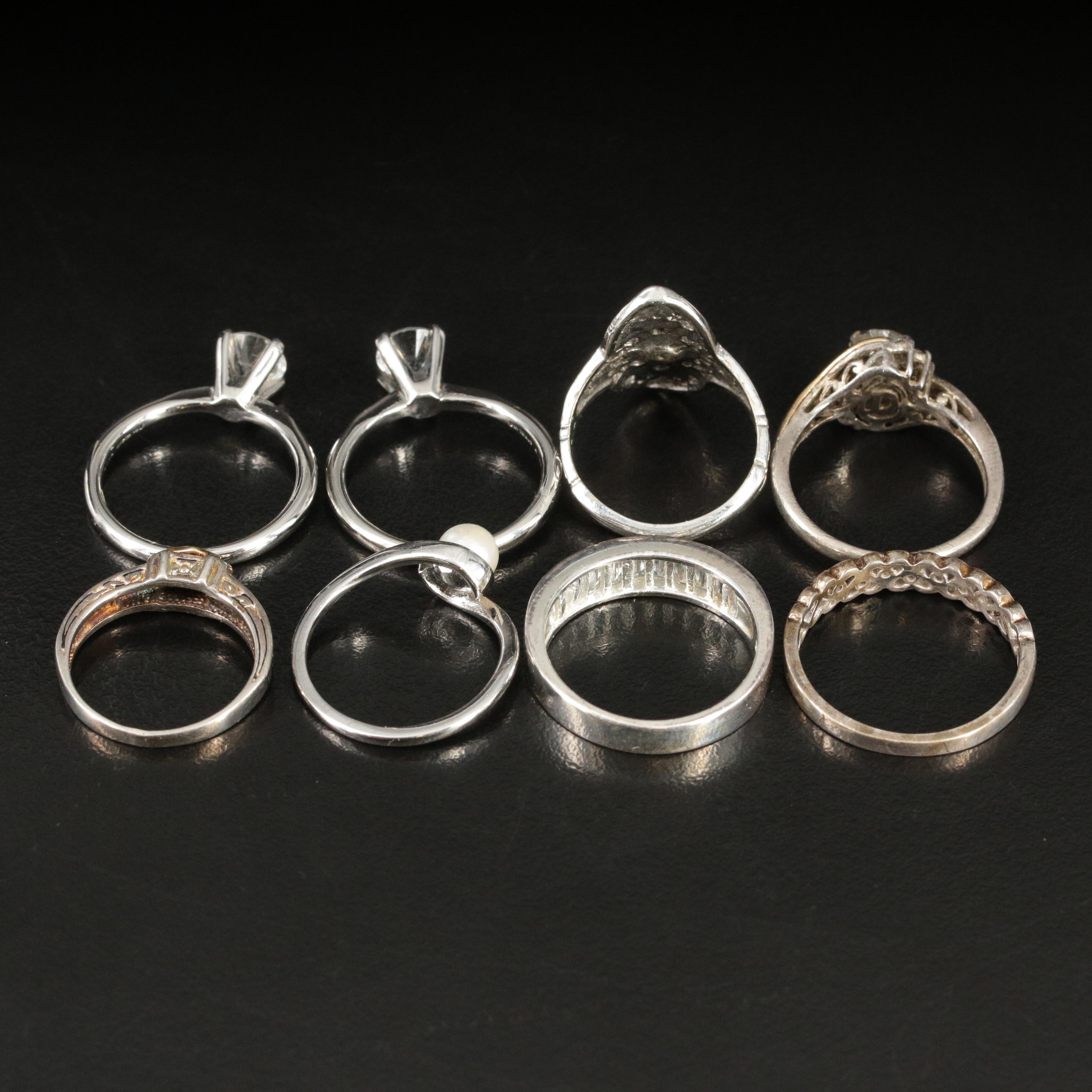 Sterling Ring Assortment Including 10K Accent, Pearl and CZ