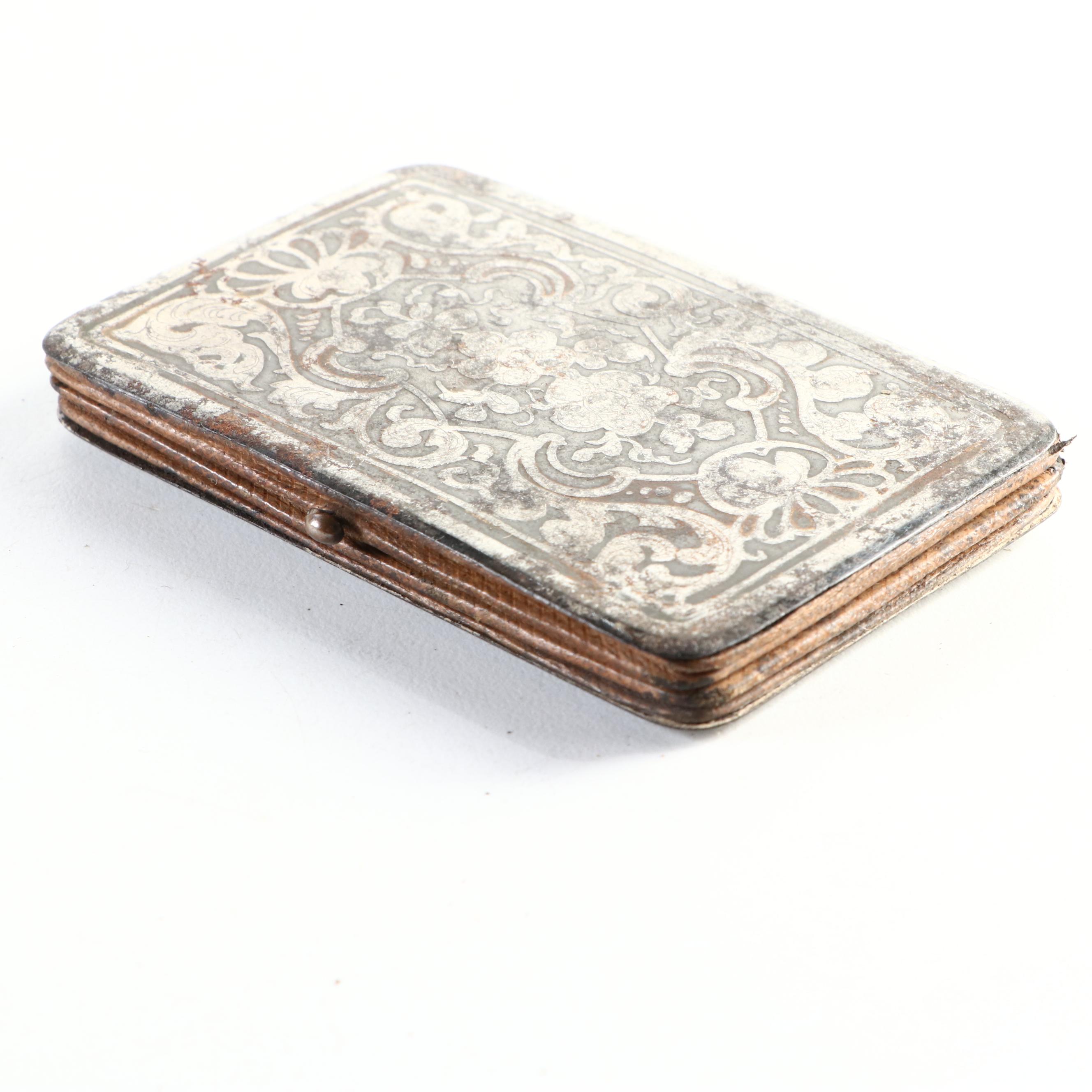 Hand-Painted Embossed Metal French Souvenir Wallet, Early 20th Century