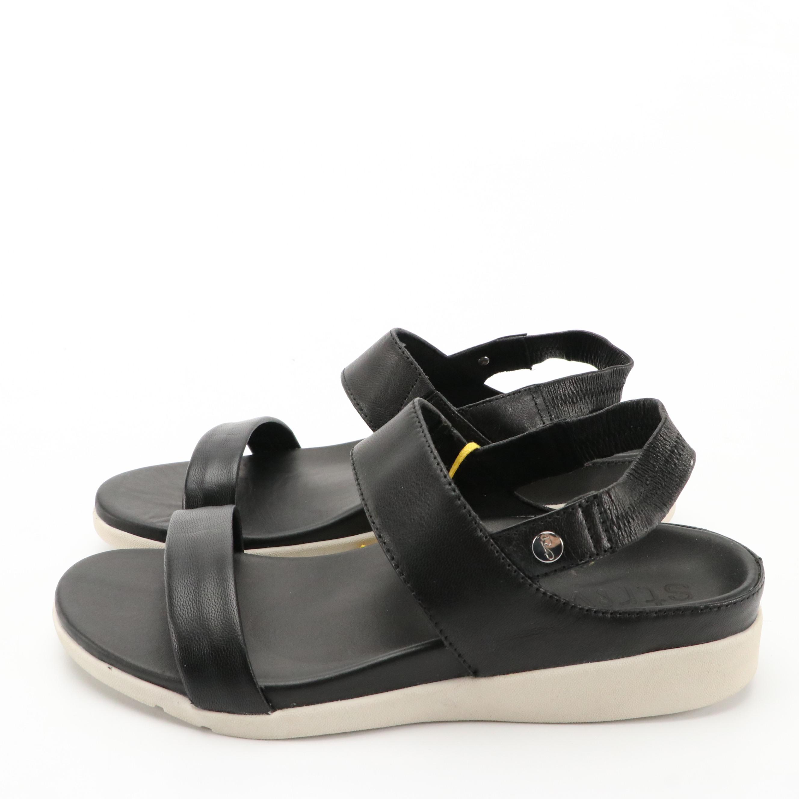 Strive Isla Black Leather Walking Sandals, New in Boxes