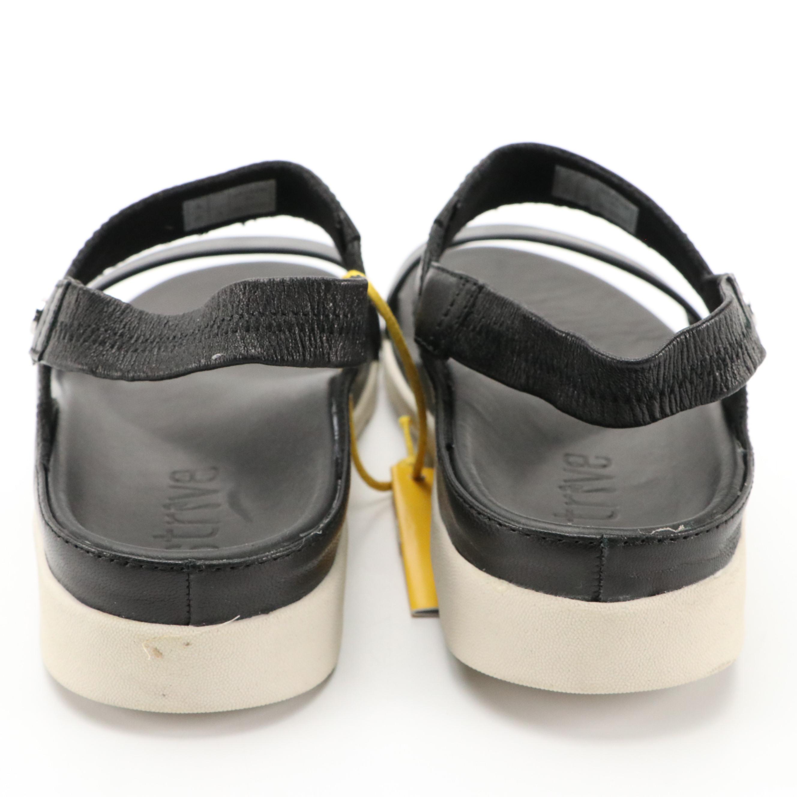 Strive Isla Black Leather Walking Sandals, New in Boxes