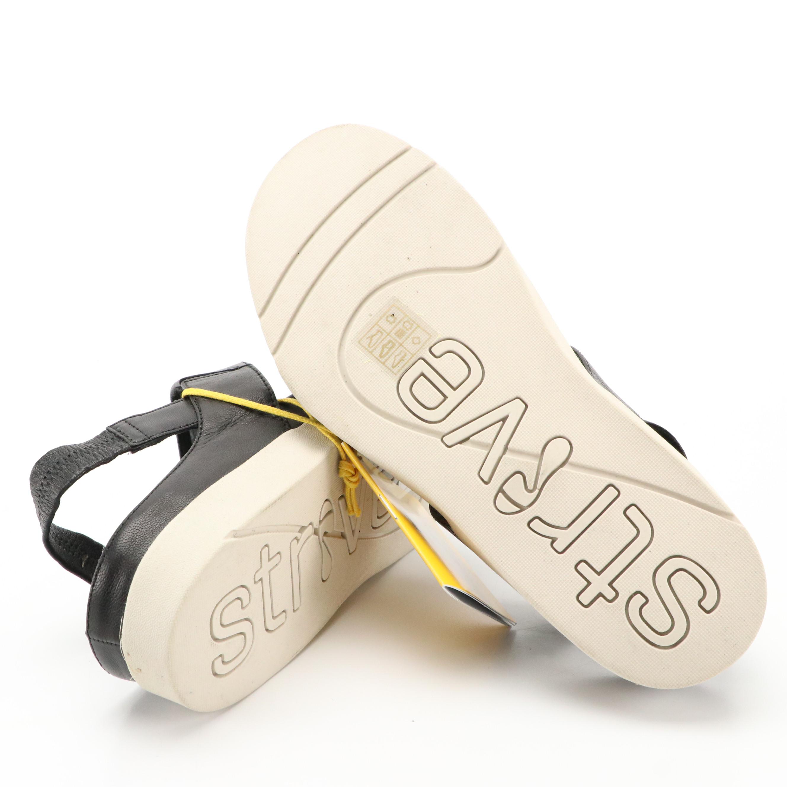 Strive Isla Black Leather Walking Sandals, New in Boxes