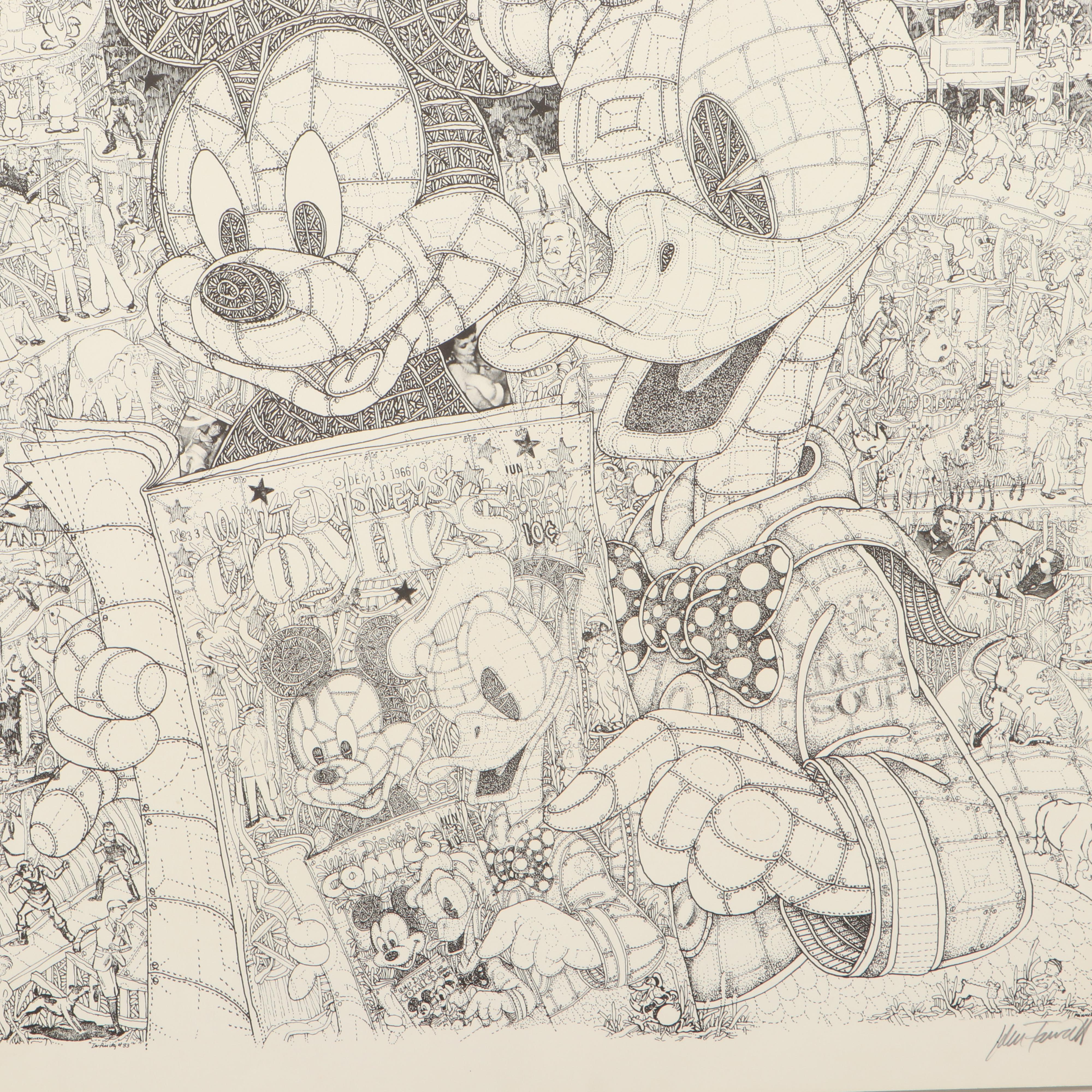 John Joseph Fawcett Lithograph Disney Comics Poster