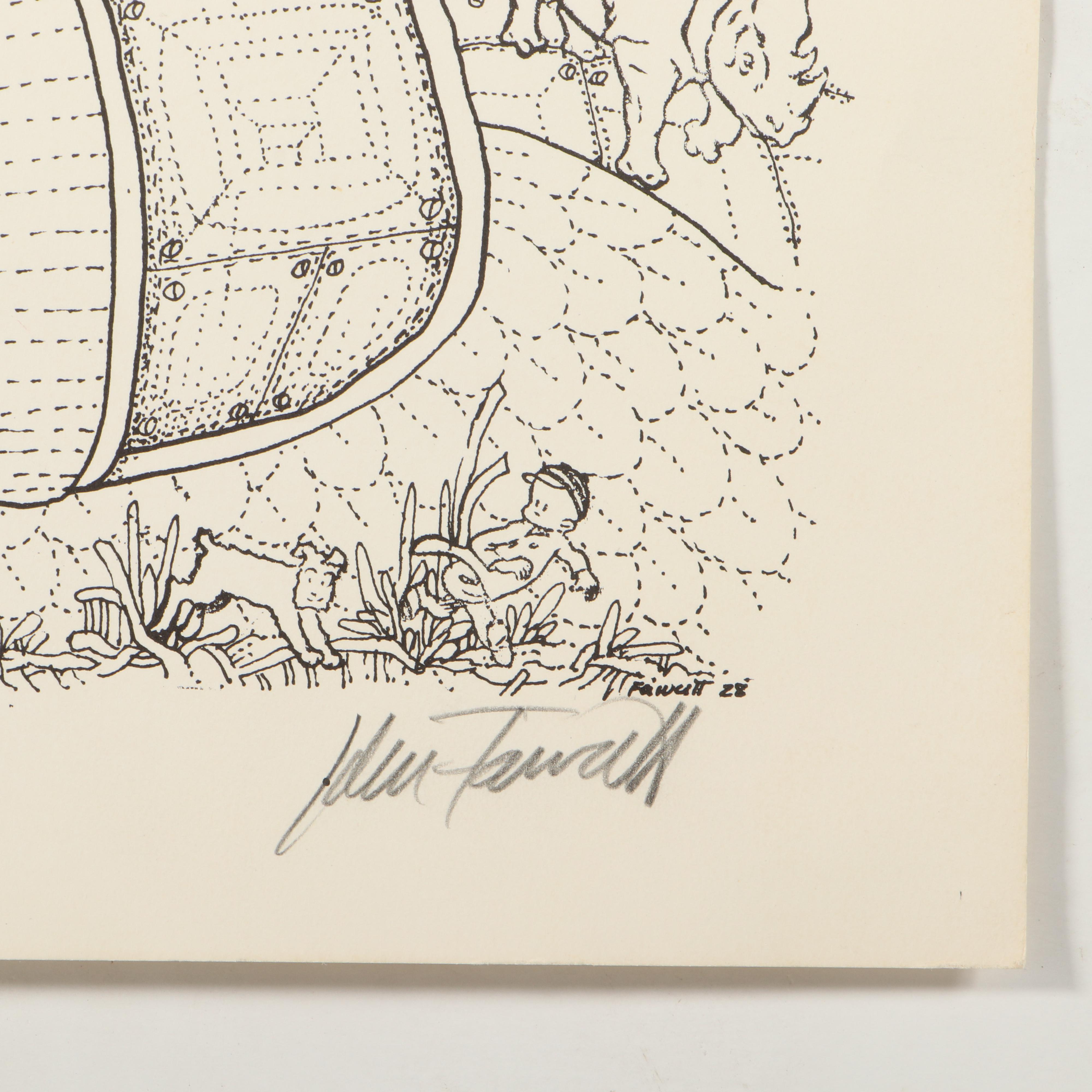 John Joseph Fawcett Lithograph Disney Comics Poster