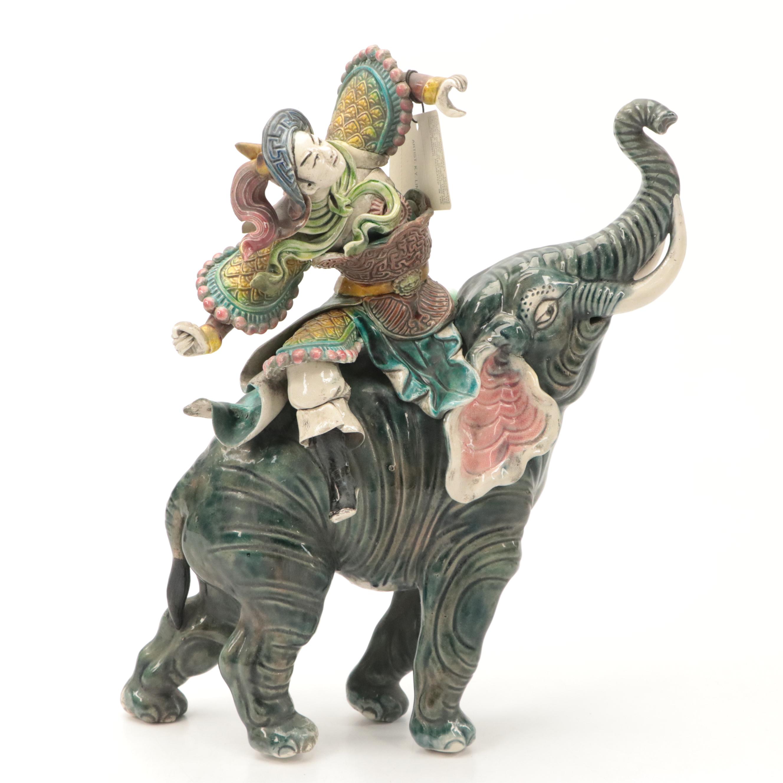K.Y. Lin Handmade Chinese Figural Ceramic Roof Tile